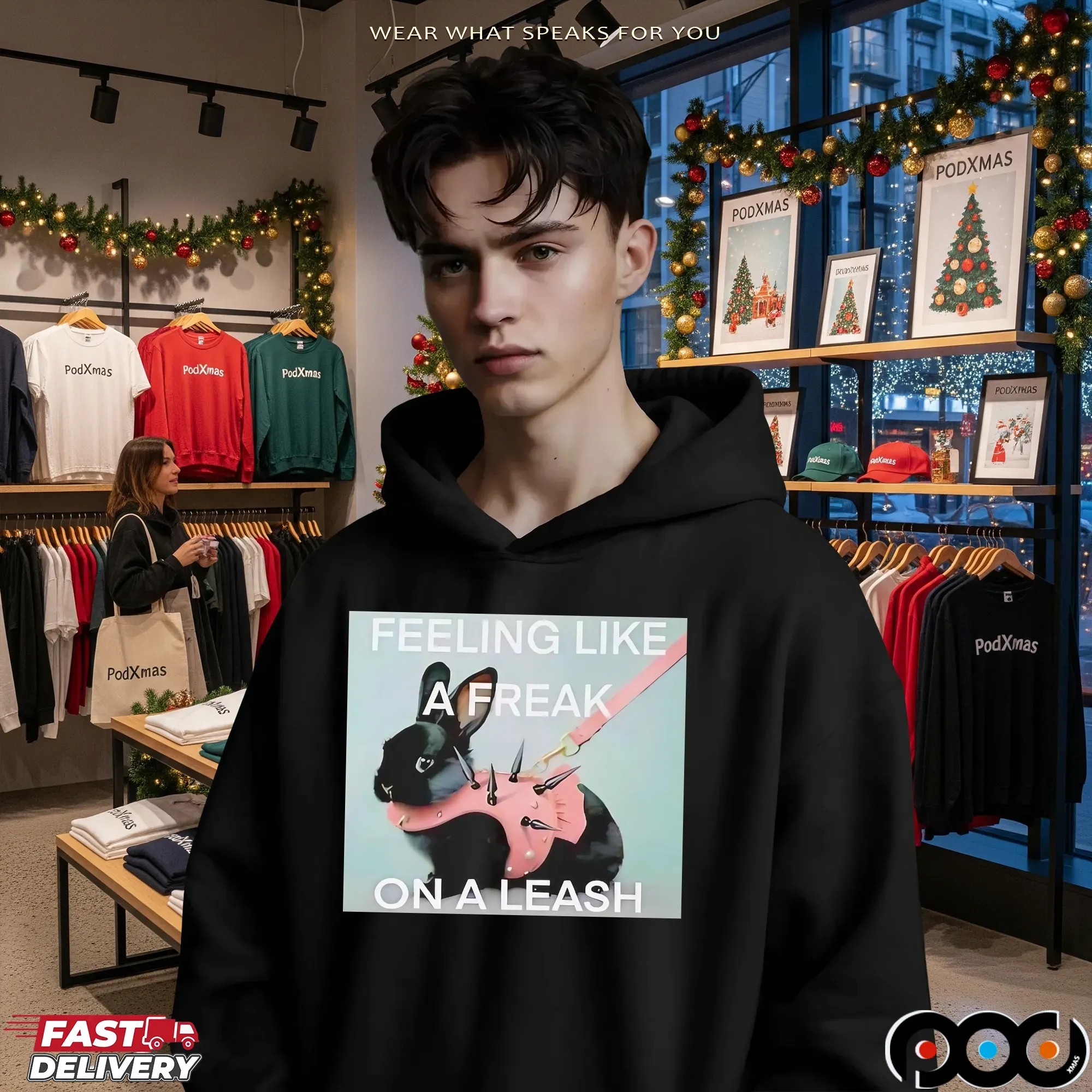 Black bunny feeling like a freak on a leash shirt