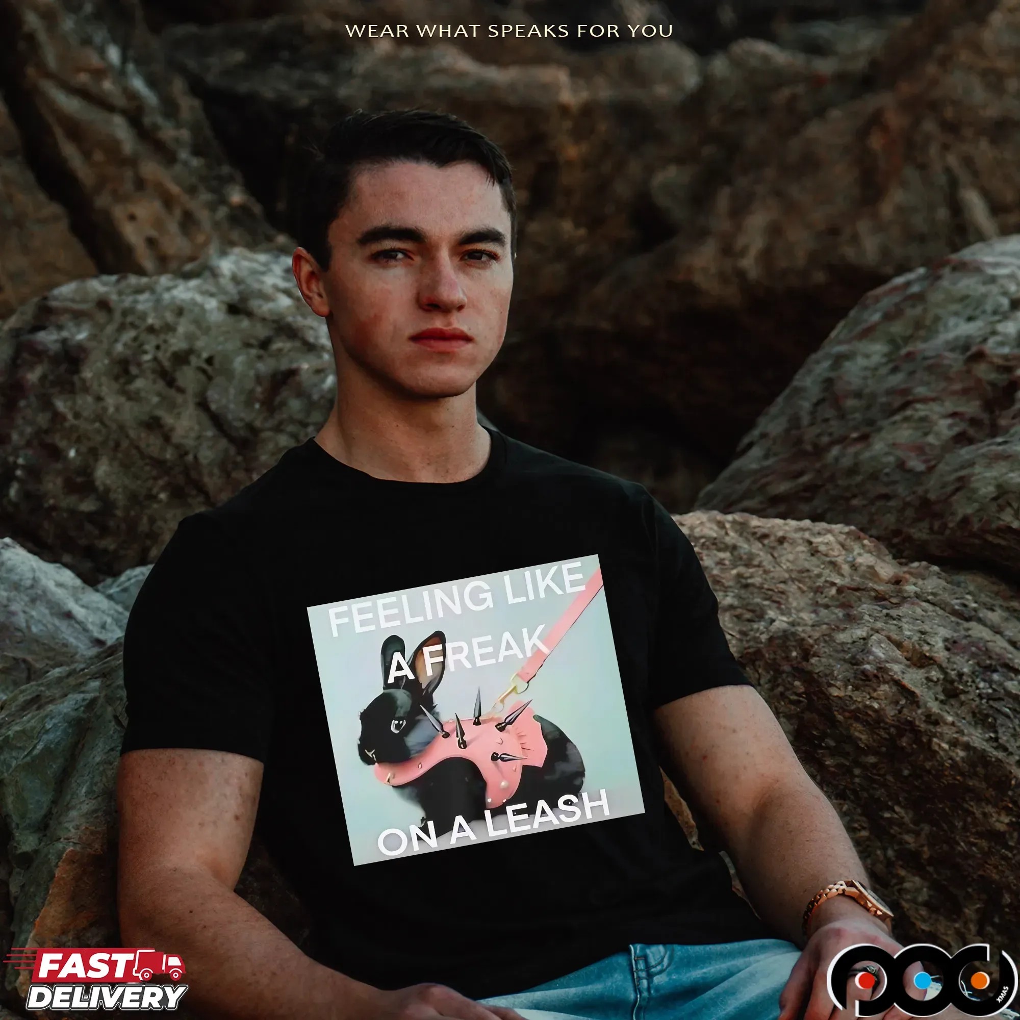 Black bunny feeling like a freak on a leash shirt