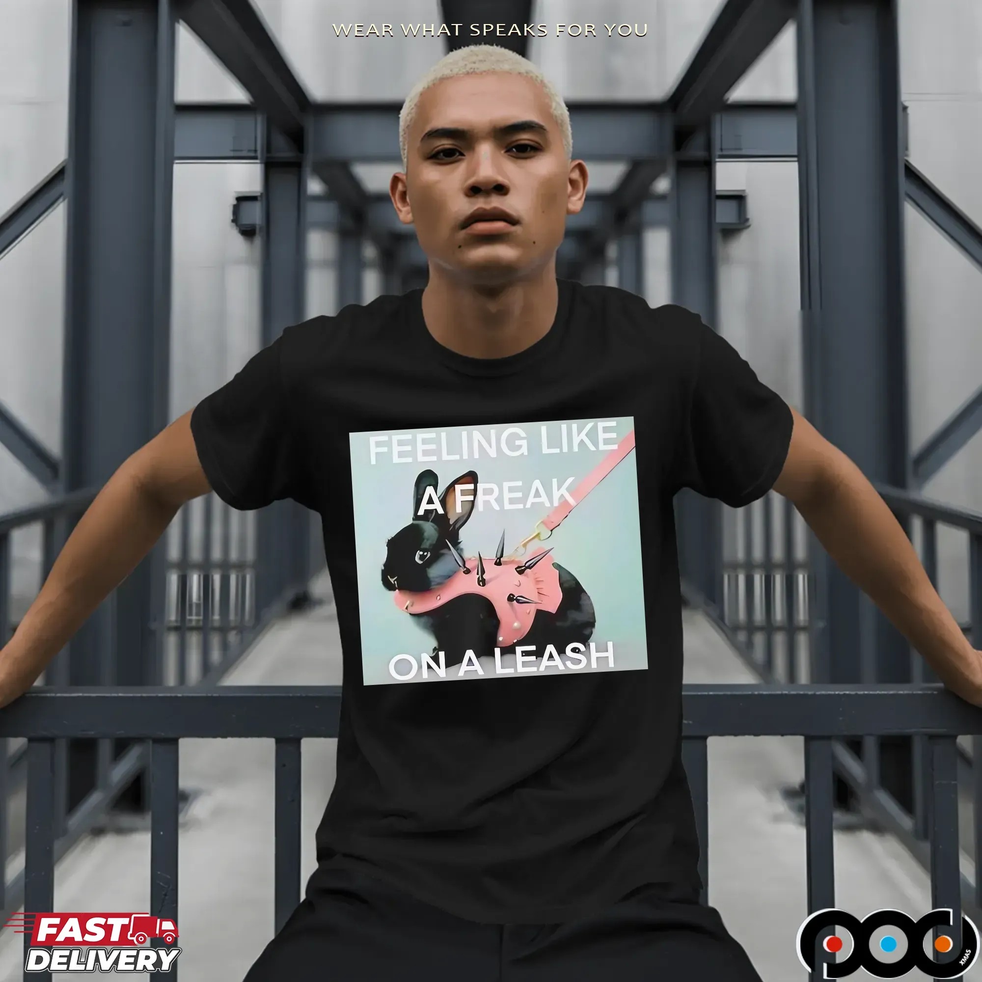 Black bunny feeling like a freak on a leash shirt