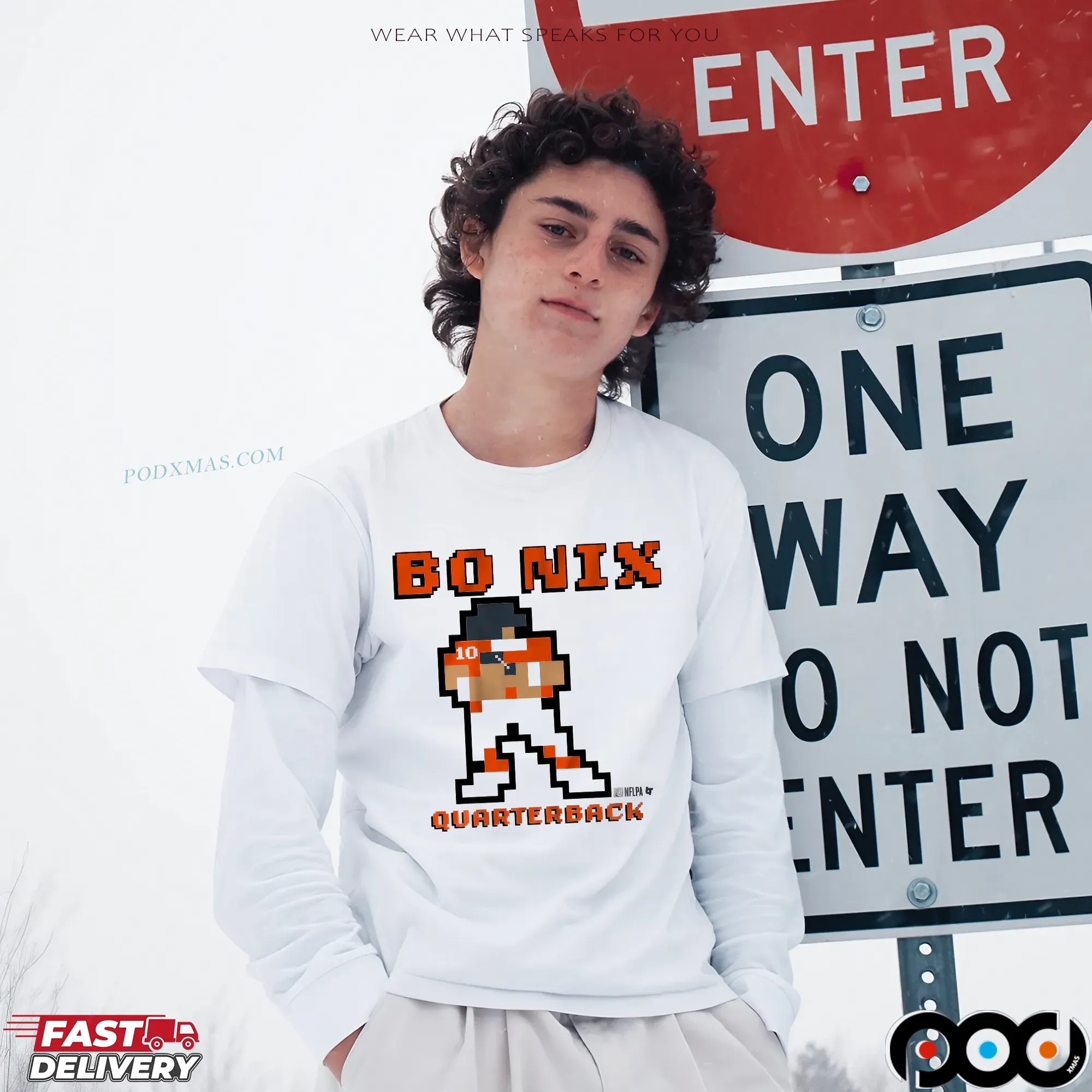 Bo Nix Quarterback Retro Baller Pixel T Shirt