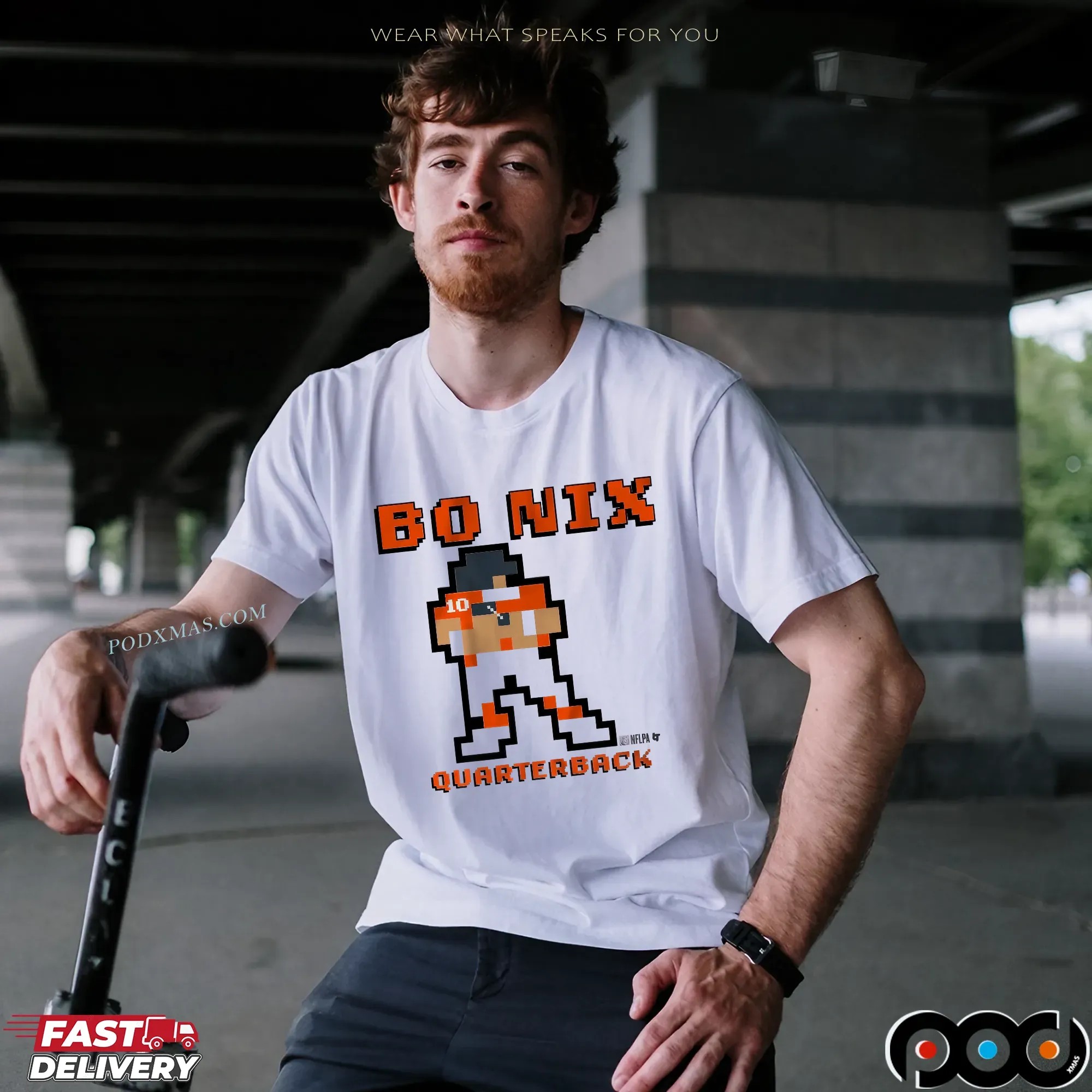 Bo Nix Quarterback Retro Baller Pixel T Shirt