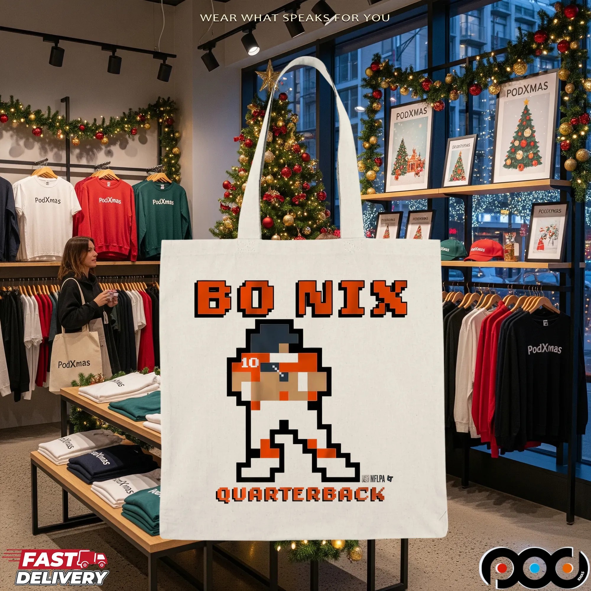 Bo Nix Quarterback Retro Baller Pixel T Shirt