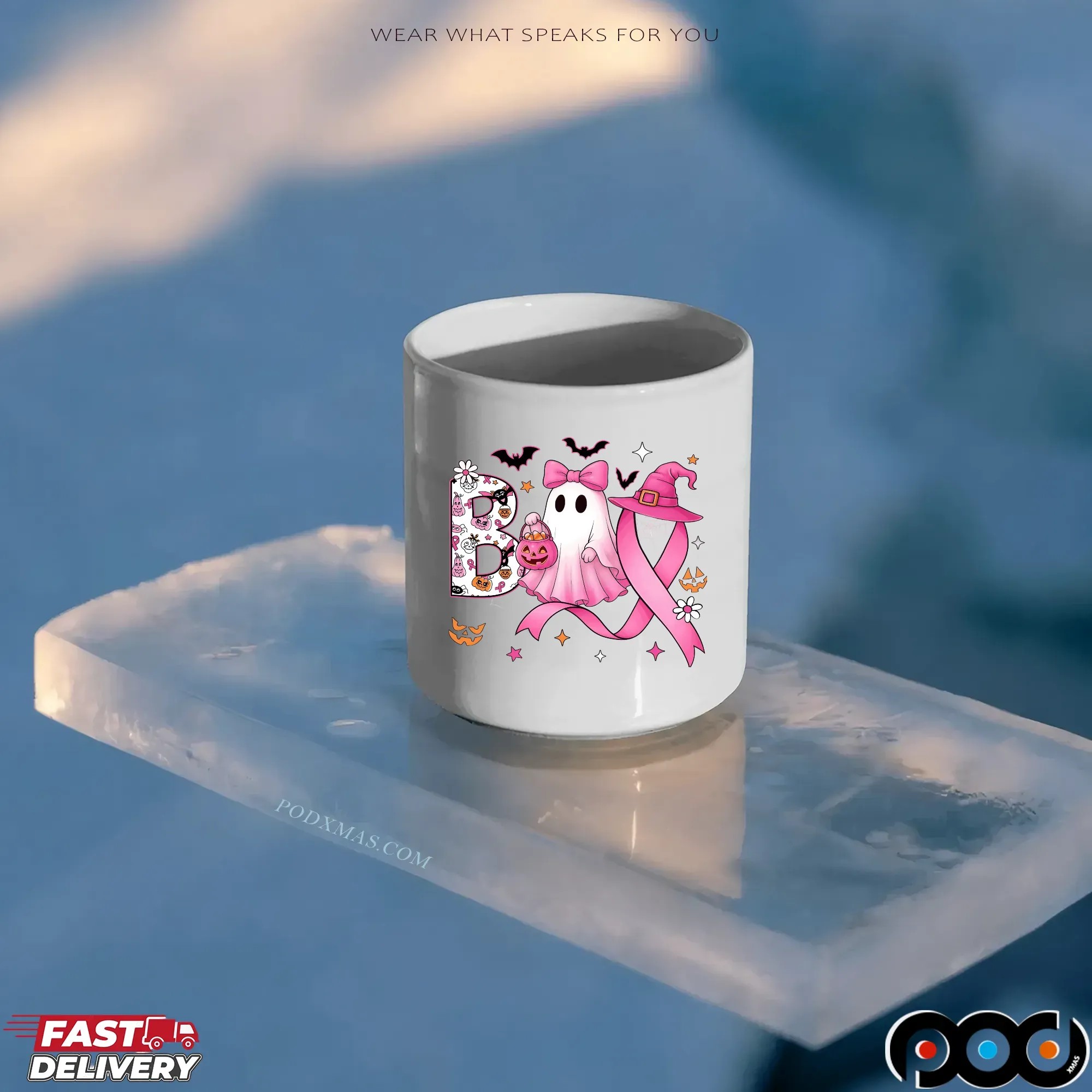 Boo Halloween Pumpkin Tee, In October We Wear Pink, Pink Ribbon Witch, Breast Cancer Awareness, Halloween Pink Ghost T Shirt