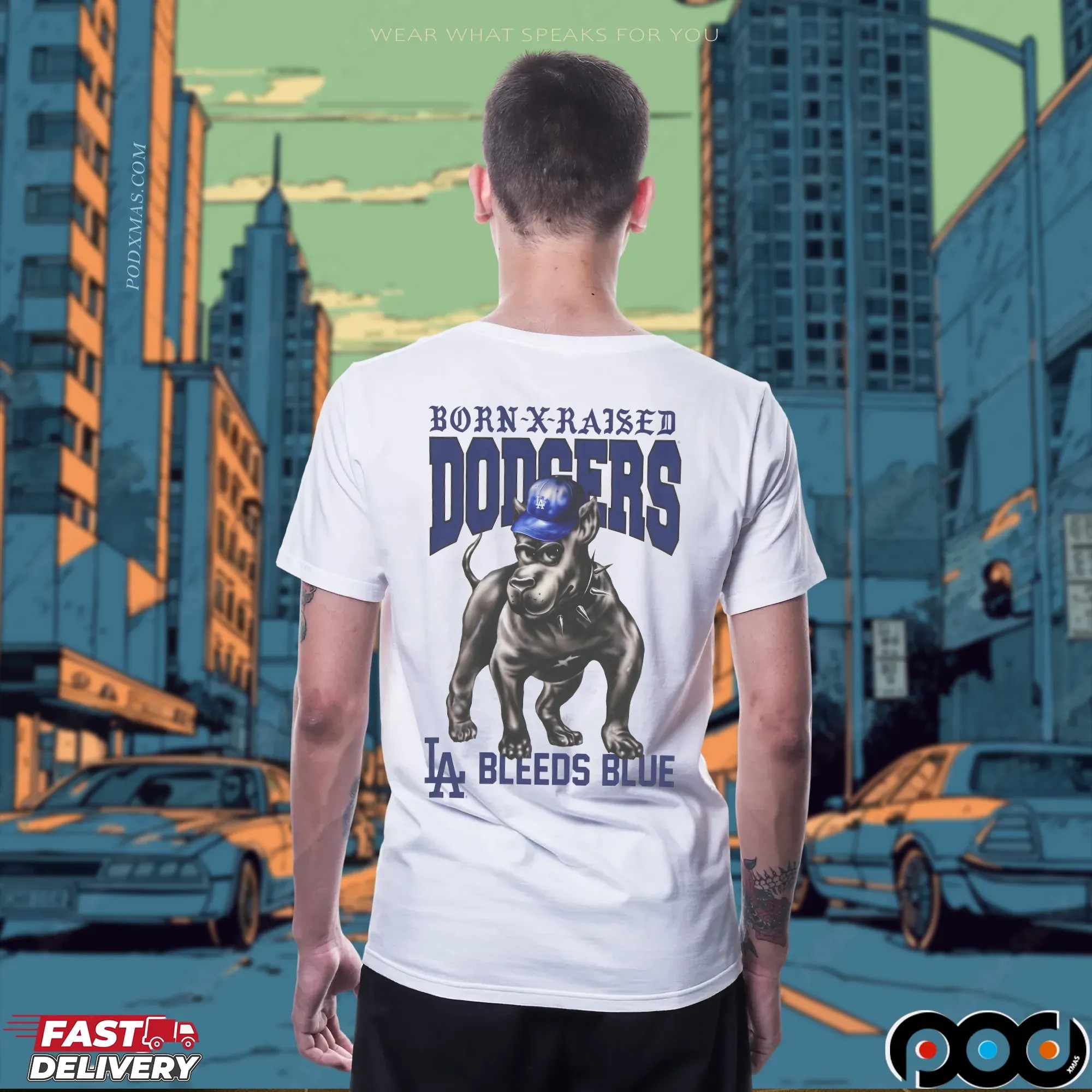 Born X Raised Los Angeles Dodgers Dog Mashup T Shirt