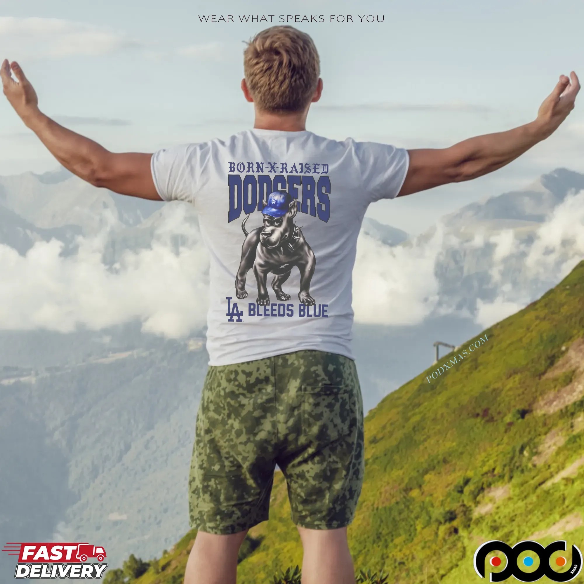 Born X Raised Los Angeles Dodgers Dog Mashup T Shirt