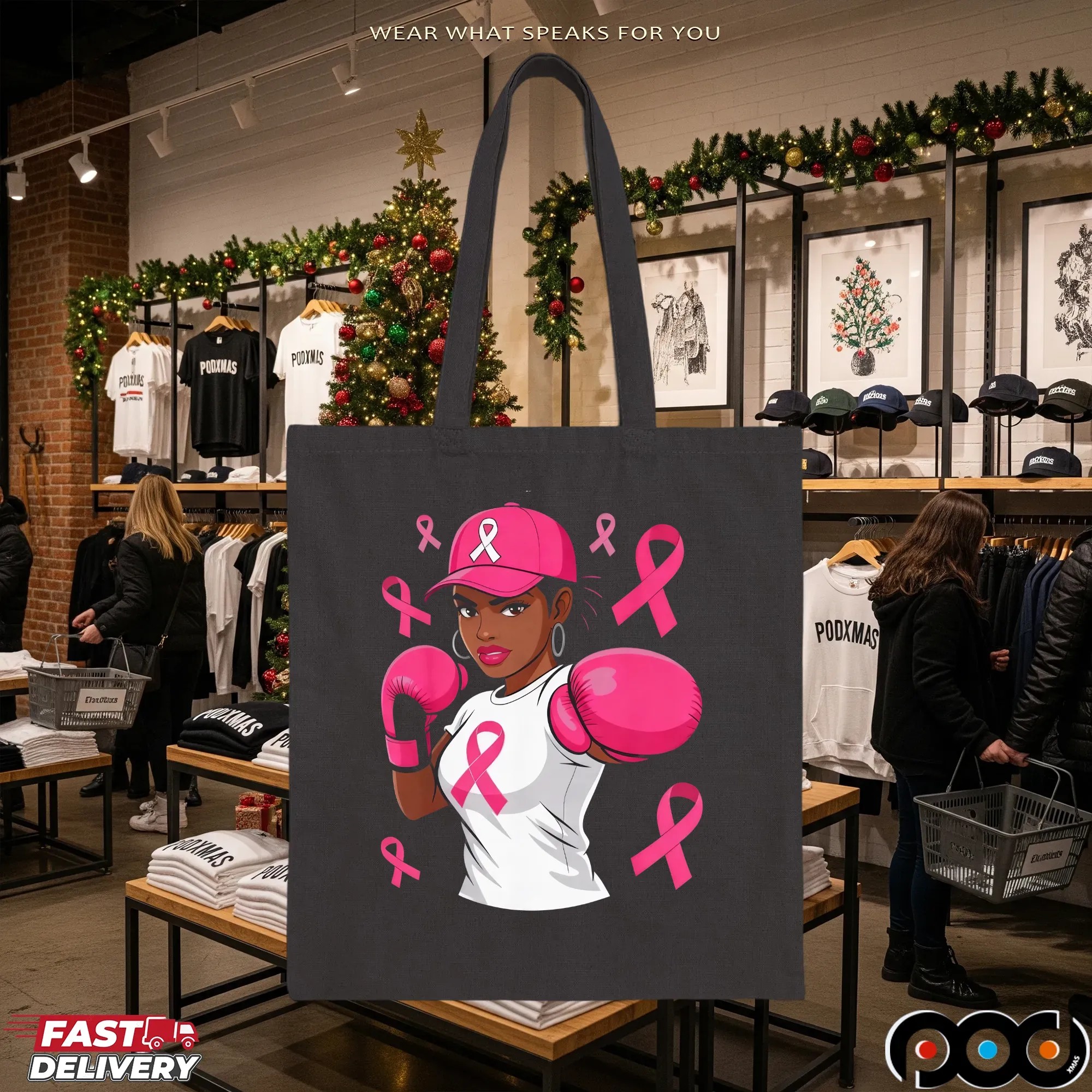 Breast Cancer Awareness African American Woman Boxing T Shirt