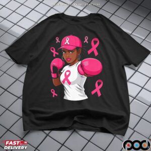 Breast Cancer Awareness African American Woman Boxing T Shirt