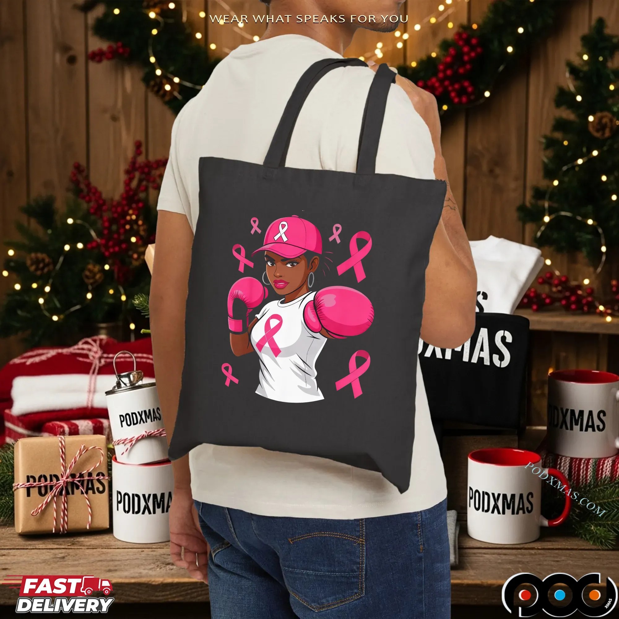 Breast Cancer Awareness African American Woman Boxing T Shirt
