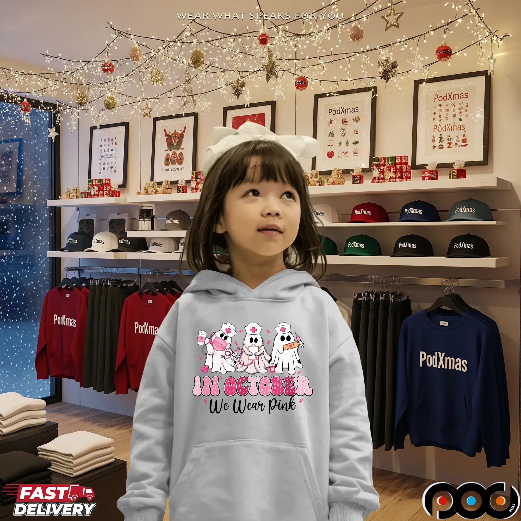 Breast Cancer Nurse, In October We Wear Pink, Rehab Life Nurse, Pink Ribbon Awareness Png, Cute Nurse T Shirt