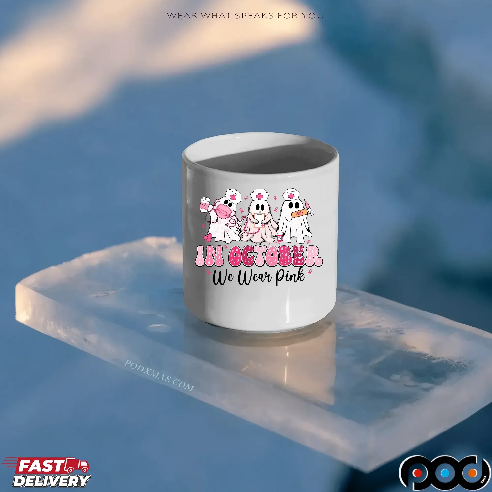 Breast Cancer Nurse, In October We Wear Pink, Rehab Life Nurse, Pink Ribbon Awareness Png, Cute Nurse T Shirt