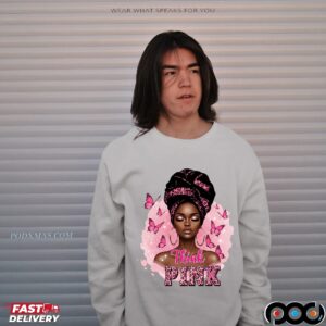 Breast Cancer Survivor Afro Girl Pink Ribbon Black Woman October T Shirt
