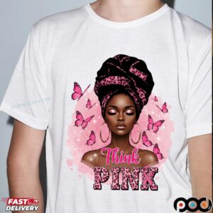 Breast Cancer Survivor Afro Girl Pink Ribbon Black Woman October T Shirt