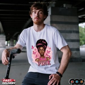 Breast Cancer Survivor Afro Girl Pink Ribbon Black Woman October T Shirt