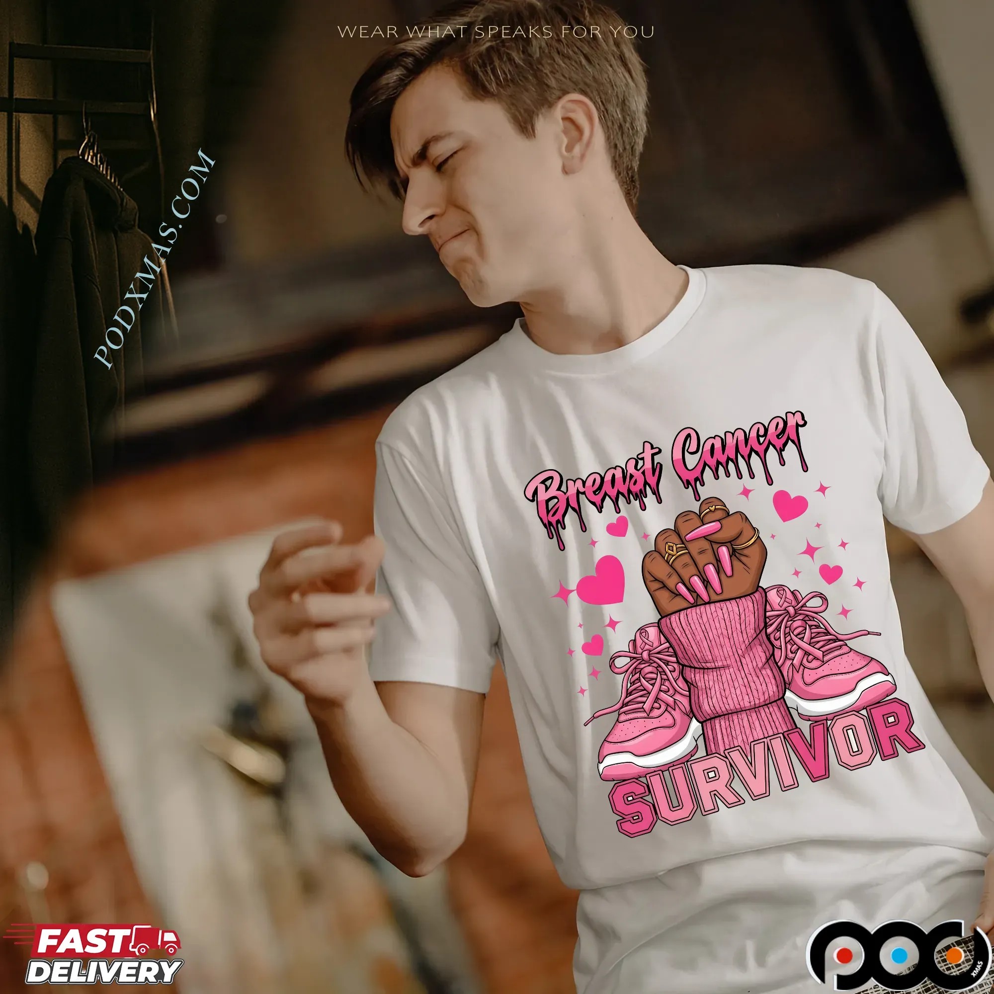 Breast Cancer Survivor Afro Girl Pink Ribbon Black Woman T Shirt