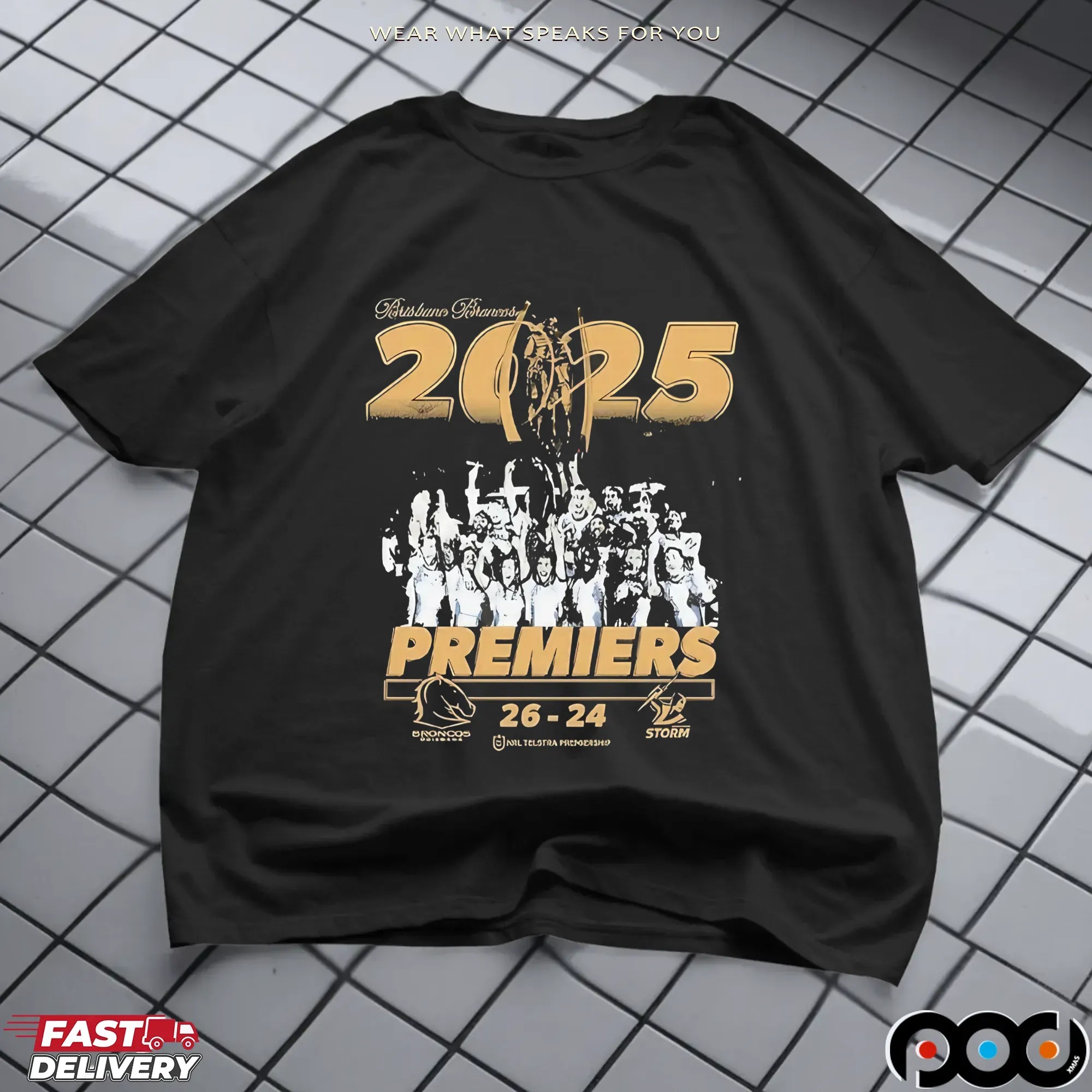 Brisbane Broncos Vs Melbourne Storm 2025 NRL Telstra Premiership Photo T-shirts