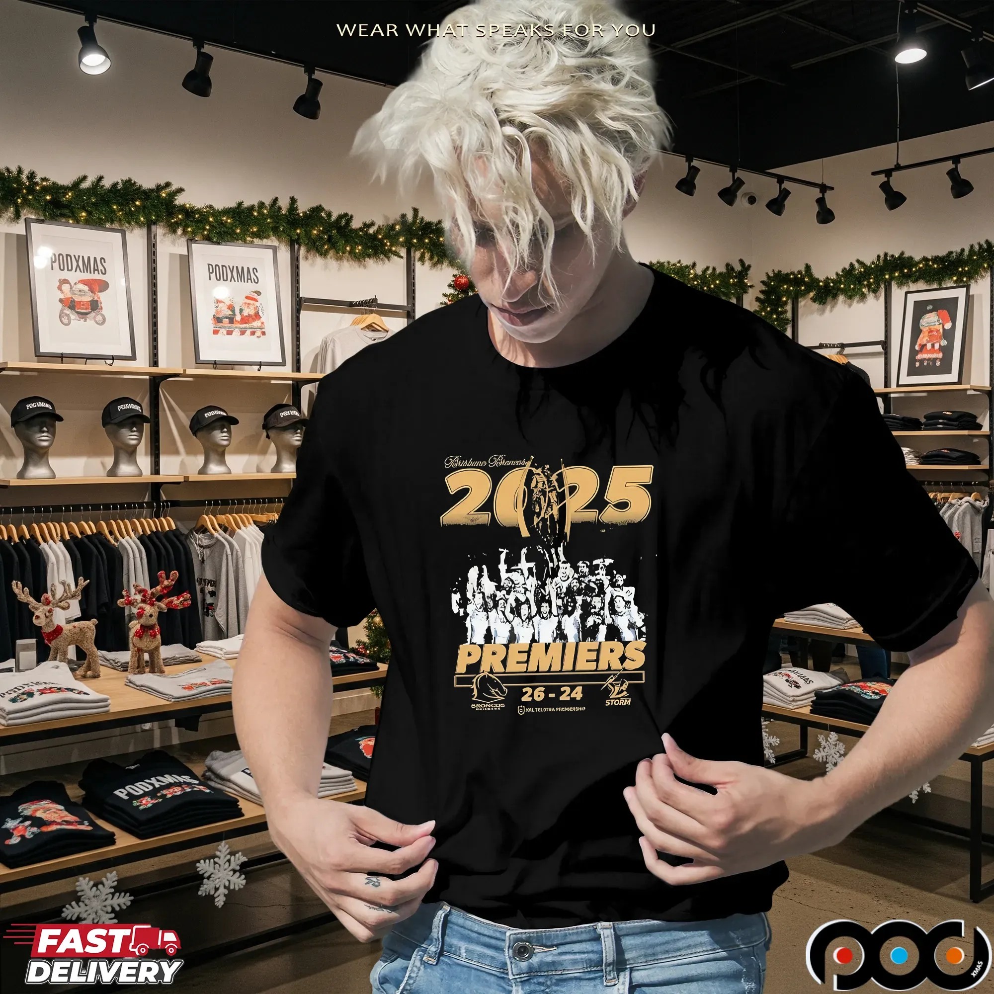 Brisbane Broncos Vs Melbourne Storm 2025 NRL Telstra Premiership Photo T-shirts