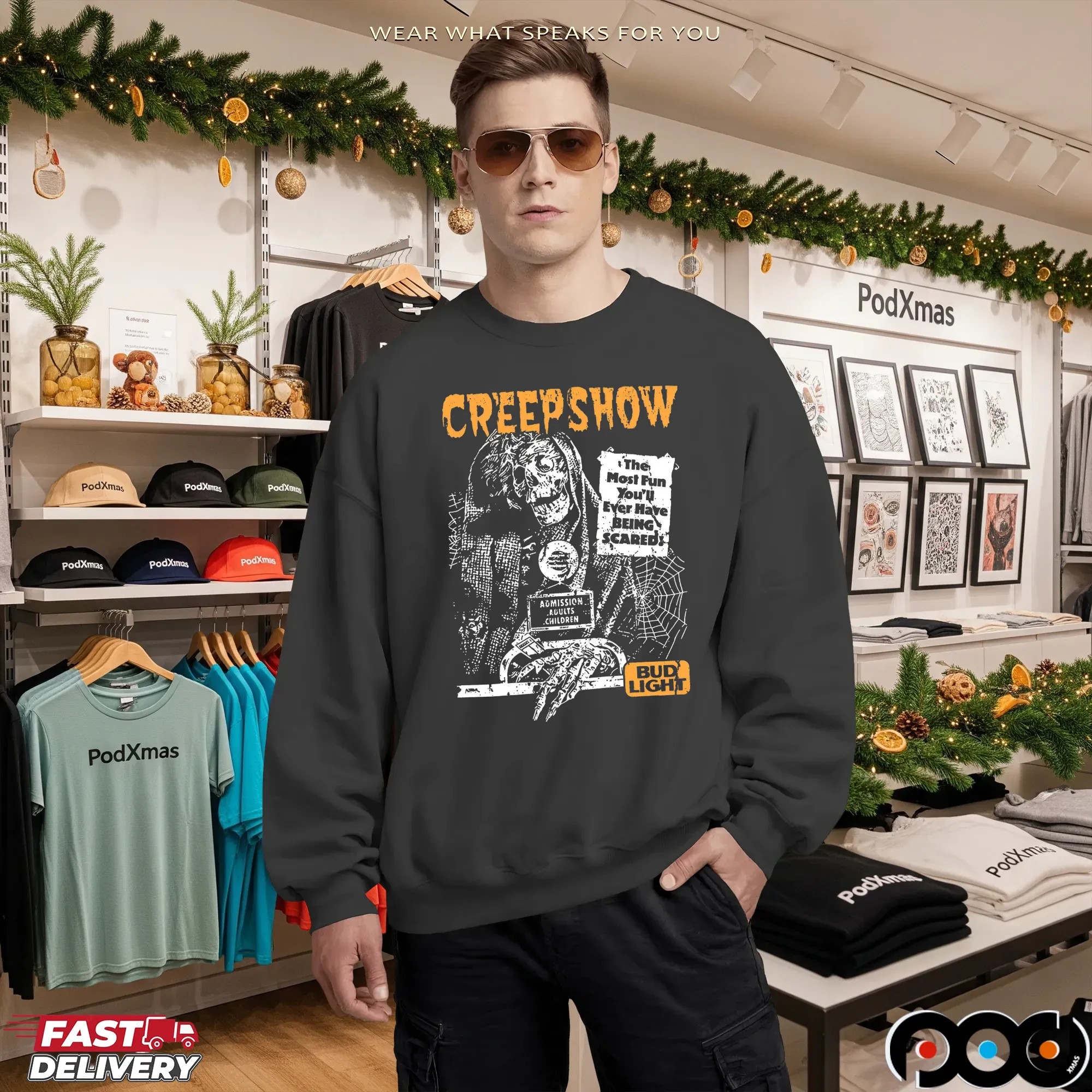 Budlight Creepshow The Most Fun You'll Ever Have Being Scared Mashup Reaper Halloween T Shirt