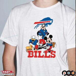 Buffalo Bills Disney Mickey Mouse Donald Duck Goofy NFL Graphic T Shirt
