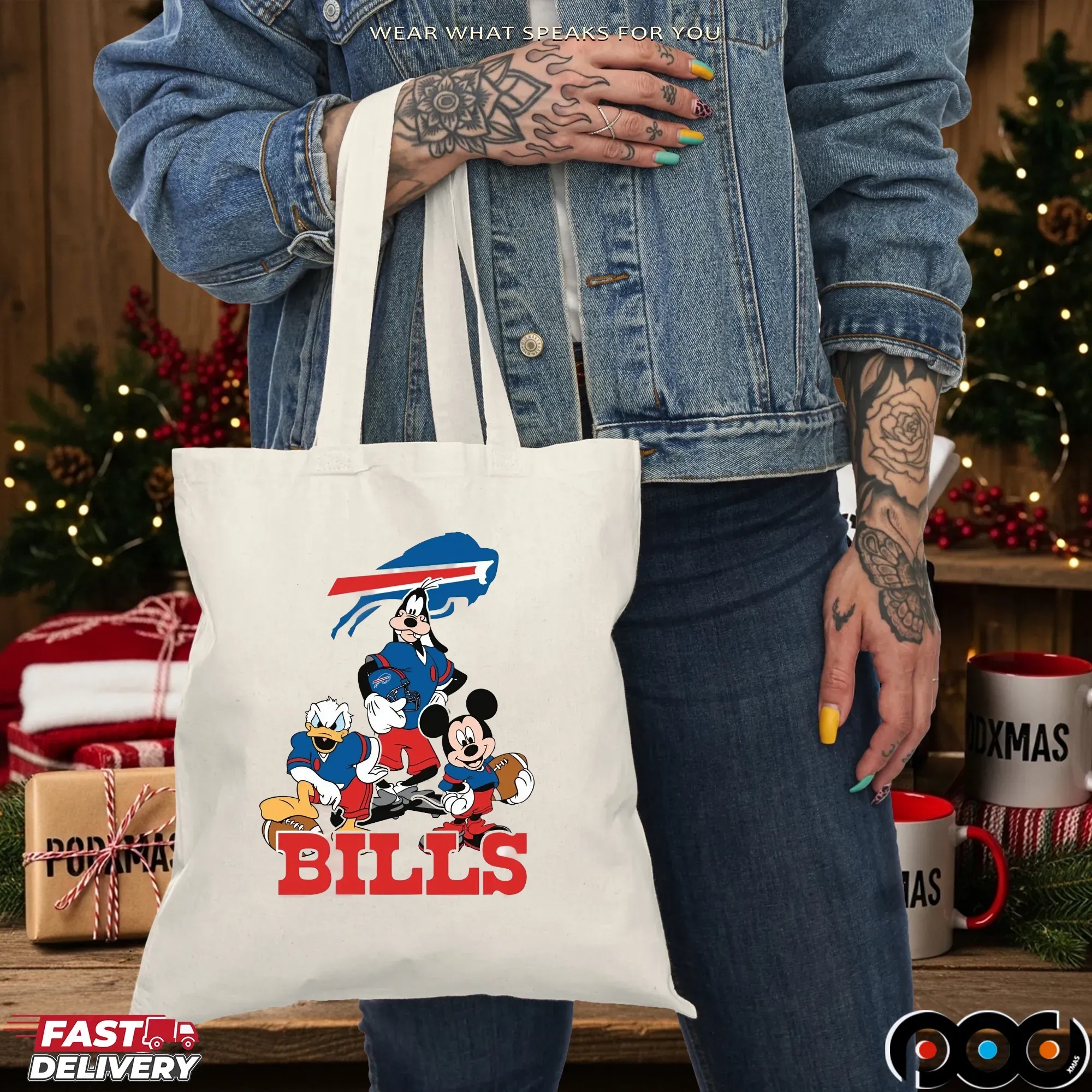 Buffalo Bills Disney Mickey Mouse Donald Duck Goofy NFL Graphic T Shirt