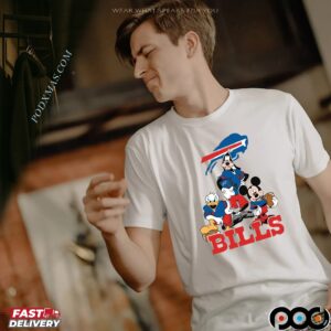 Buffalo Bills Disney Mickey Mouse Donald Duck Goofy NFL Graphic T Shirt