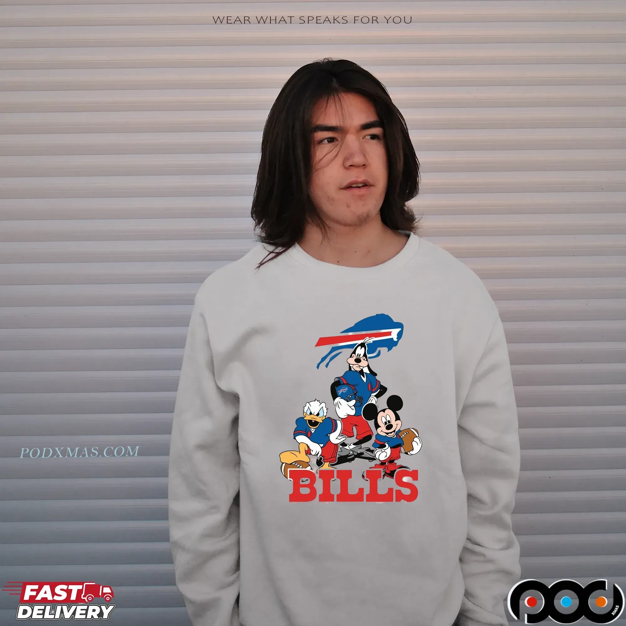 Buffalo Bills Disney Mickey Mouse Donald Duck Goofy NFL Graphic T Shirt