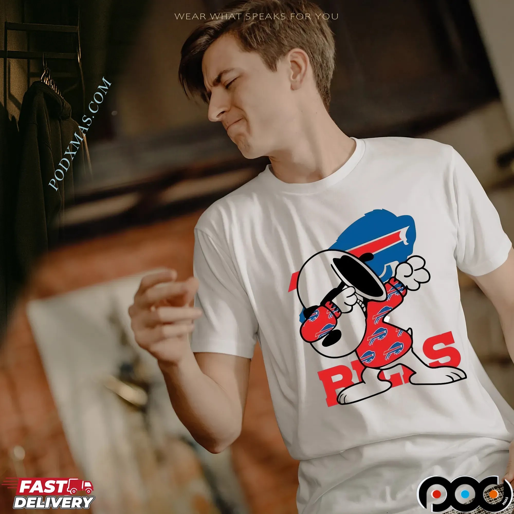 Buffalo Bills Snoopy Dabbing Peanuts NFL Football Mashup T Shirt