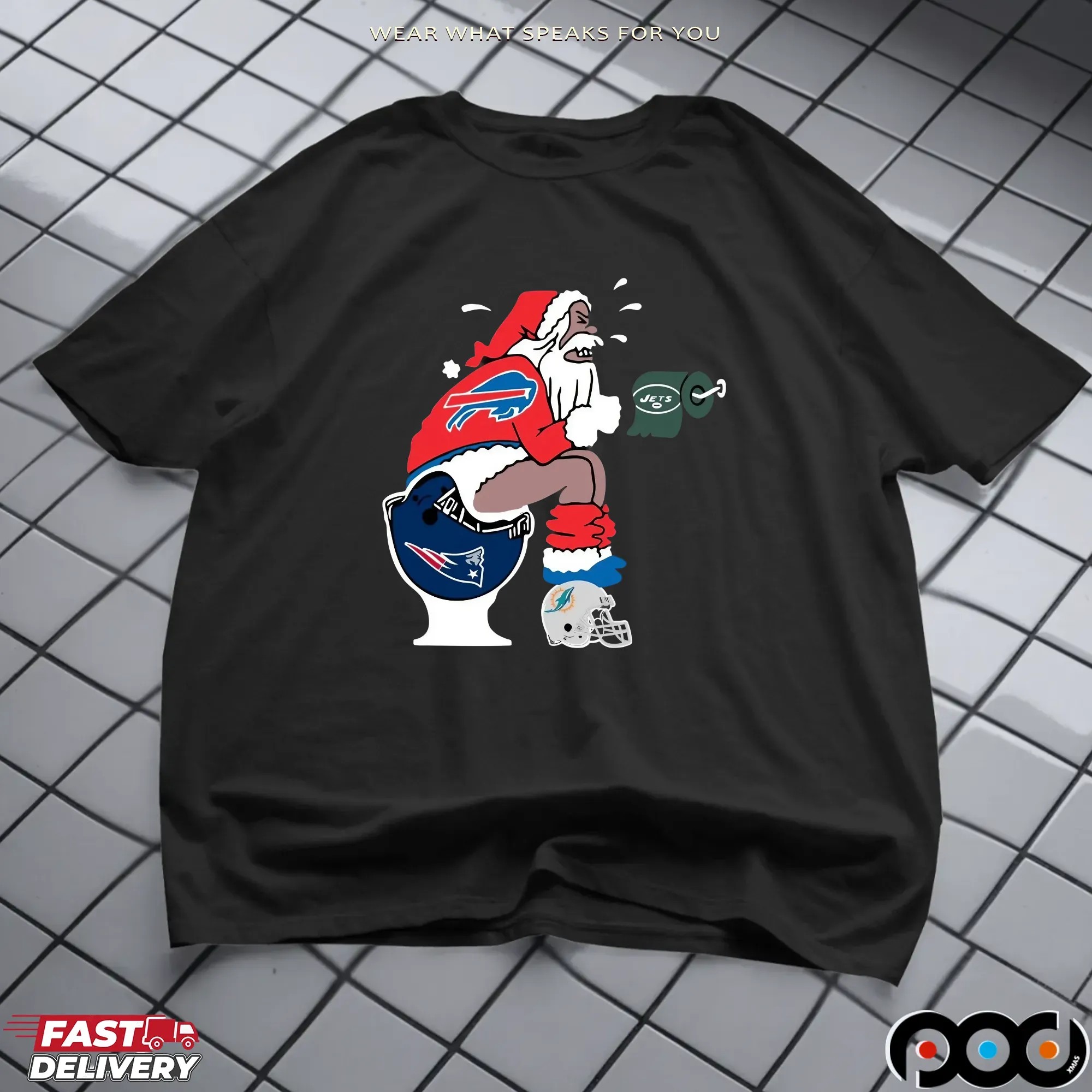 Buffalo Bills Toilet Rivalry NFL Christmas Parody T Shirt