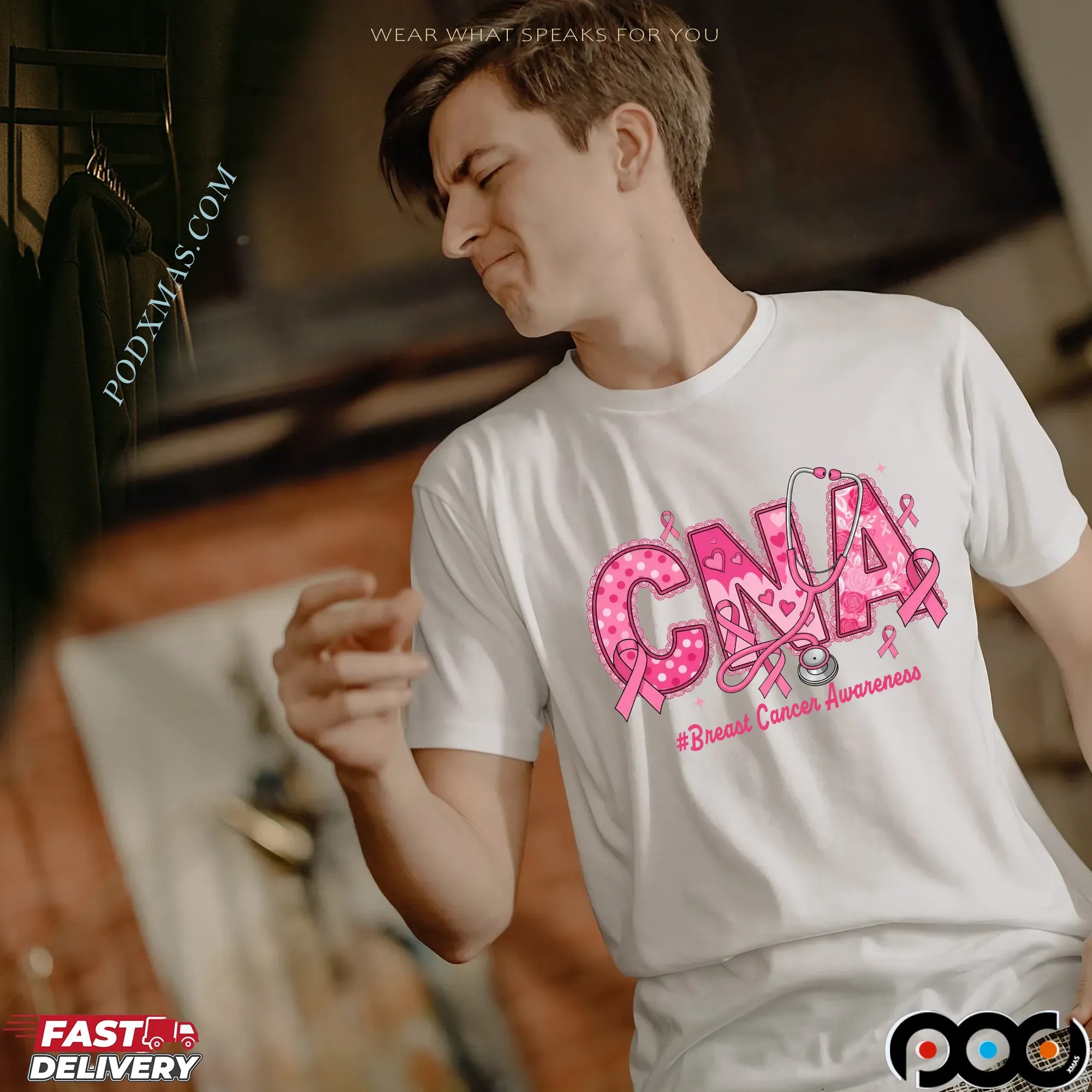 CNA Breast Cancer Awareness Pink Ribbon Nurse October T Shirt