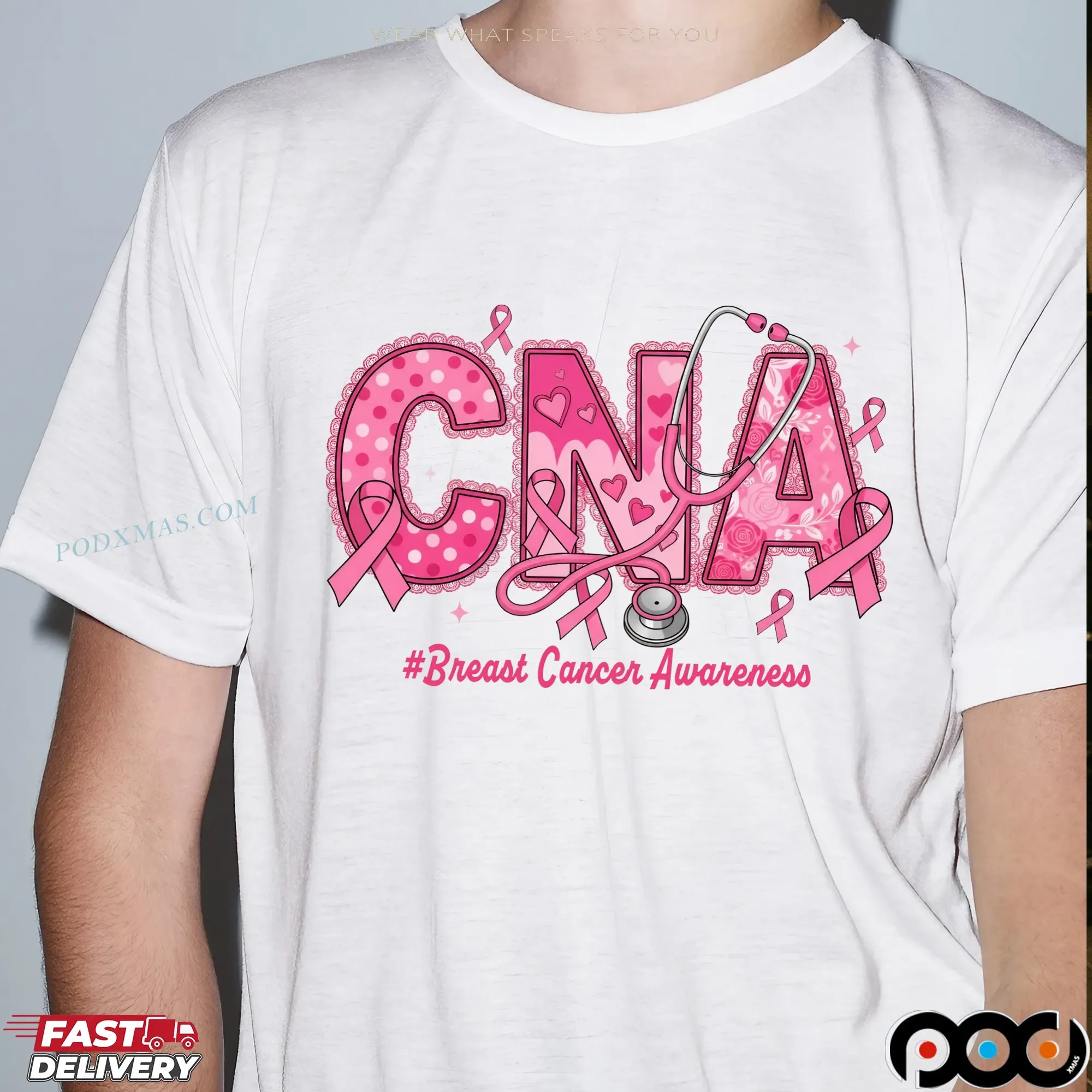 CNA Breast Cancer Awareness Pink Ribbon Nurse October T Shirt