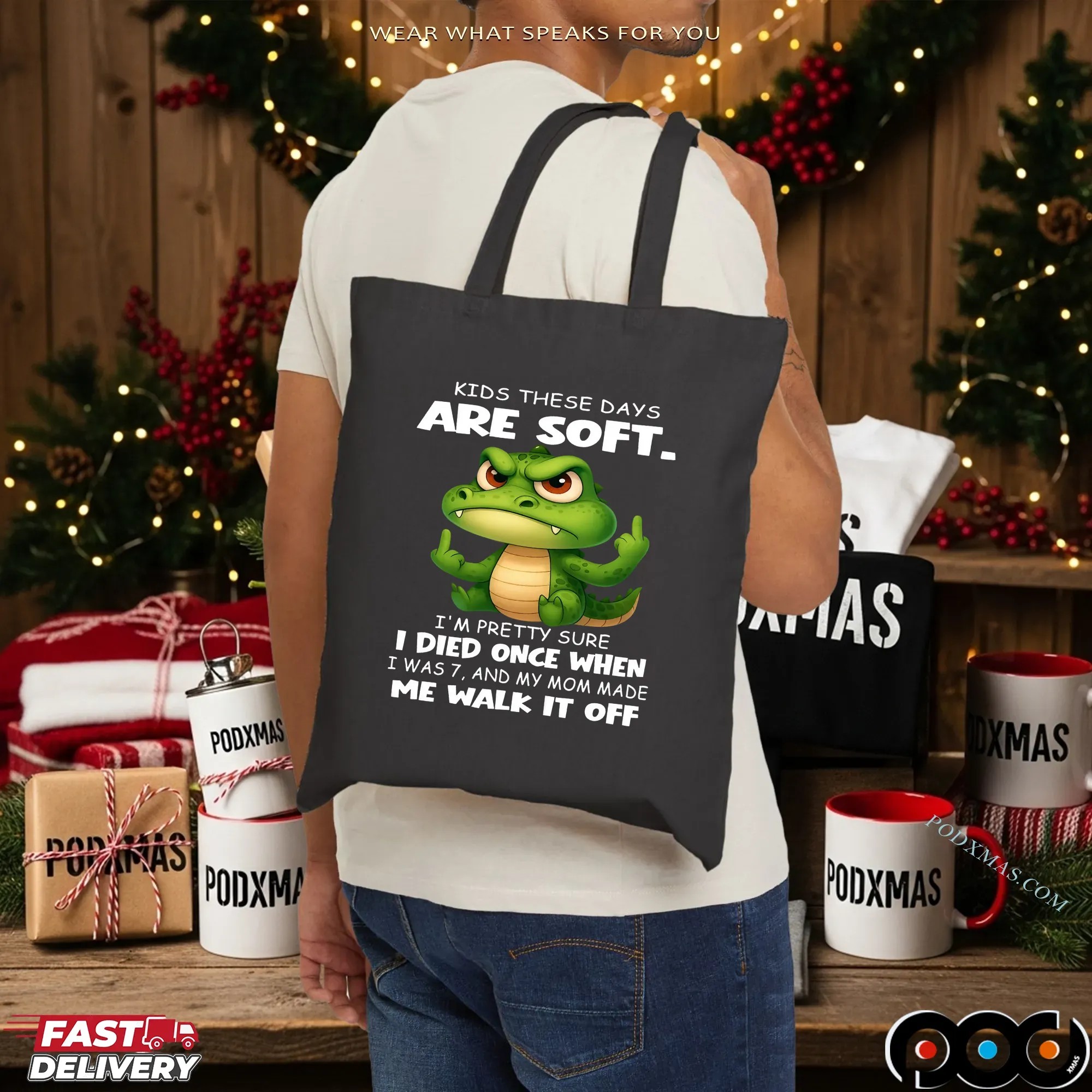 Cartoon Crocodile Kids These Days Are Soft I'm Pretty Sure I Died Once When I Was 7, And My Mom Made Me Walk It Off T Shirt