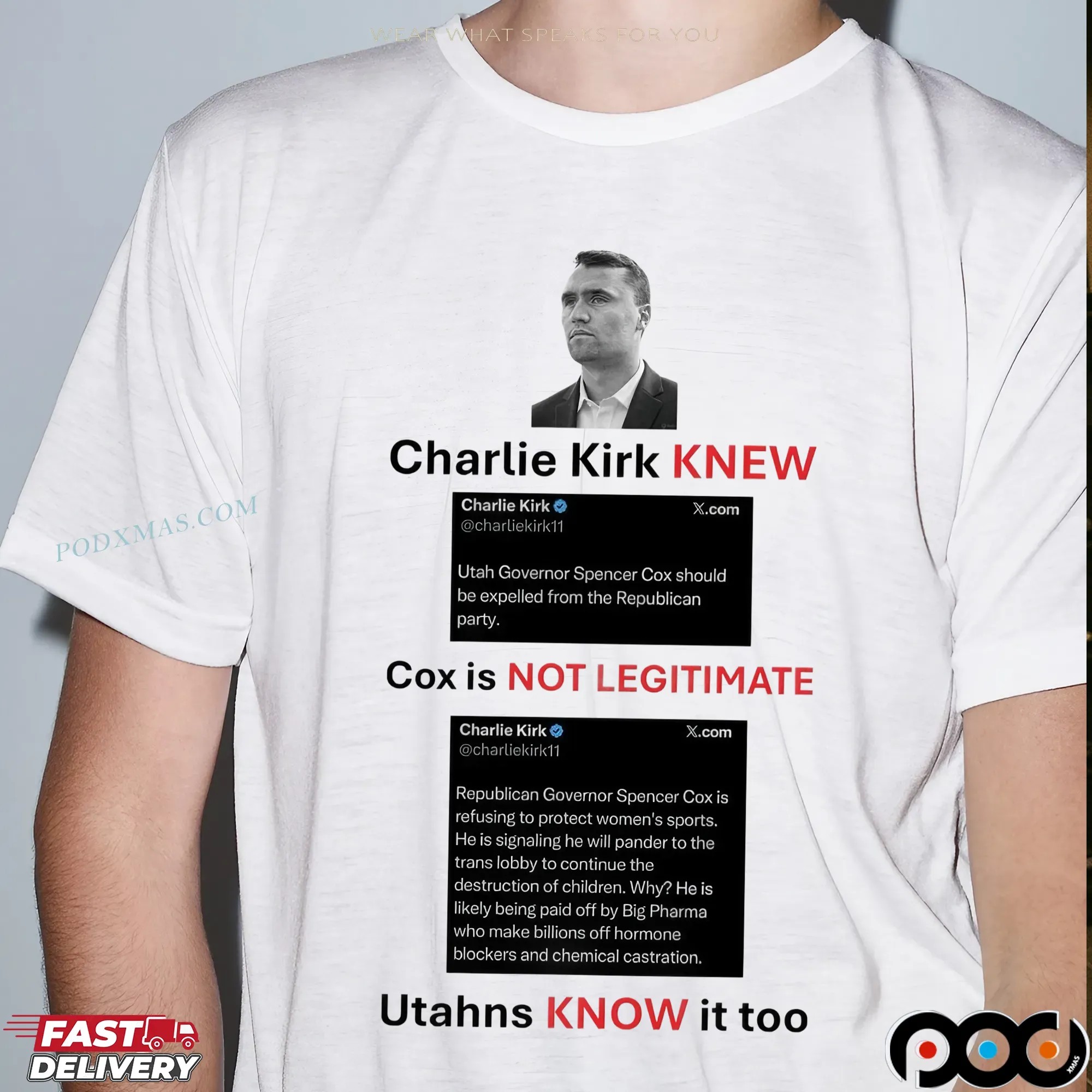 Charlie Kirk Knew Cox Is Not Legitimate Utahns Know It Too T Shirt