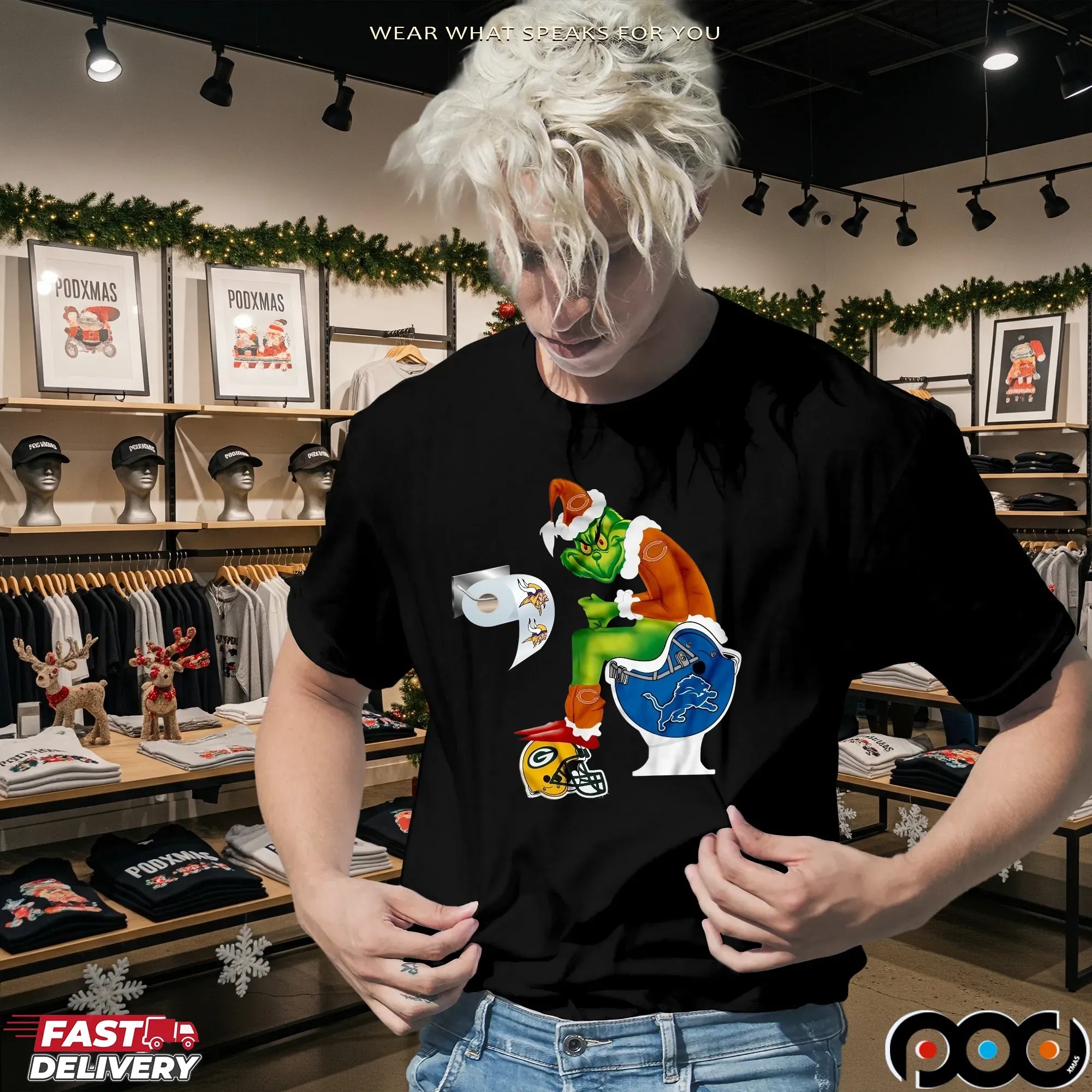 Chicago Bears Grinch Rivalry NFL Christmas Parody T Shirt