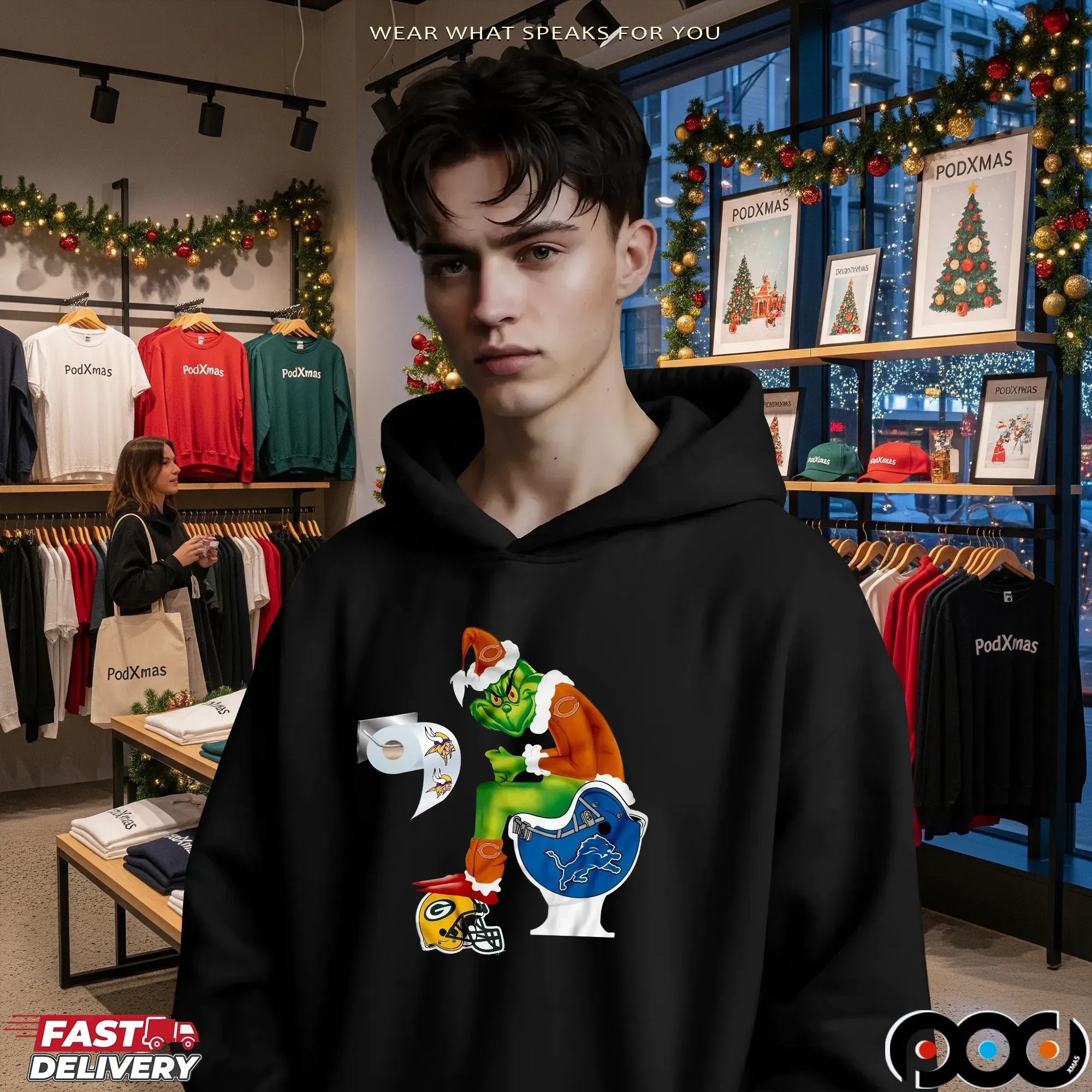 Chicago Bears Grinch Rivalry NFL Christmas Parody T Shirt