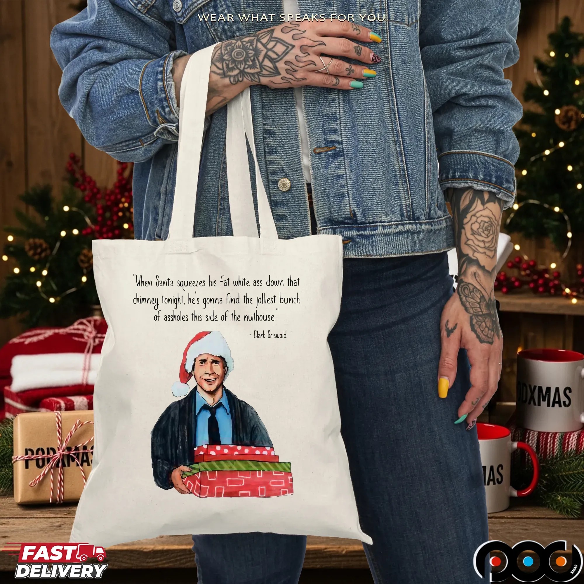 Clark Griswold When Santa Squeezes Fat White Ass Down That Chimney Tonight Christmas T Shirt