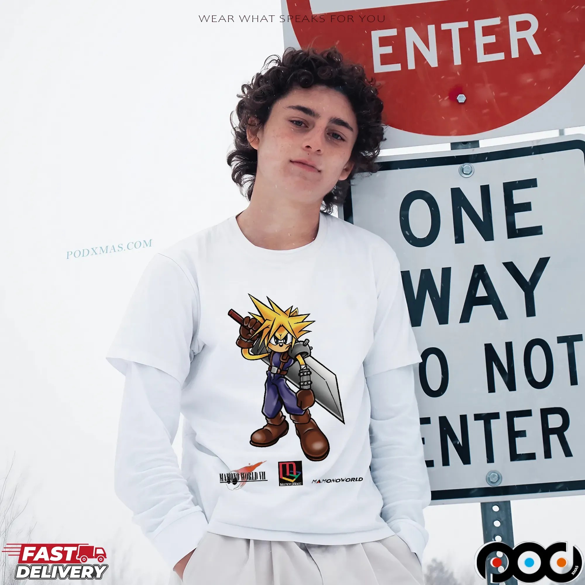 Cloud Strife x Sonic Anime Gamer Mashup T Shirt