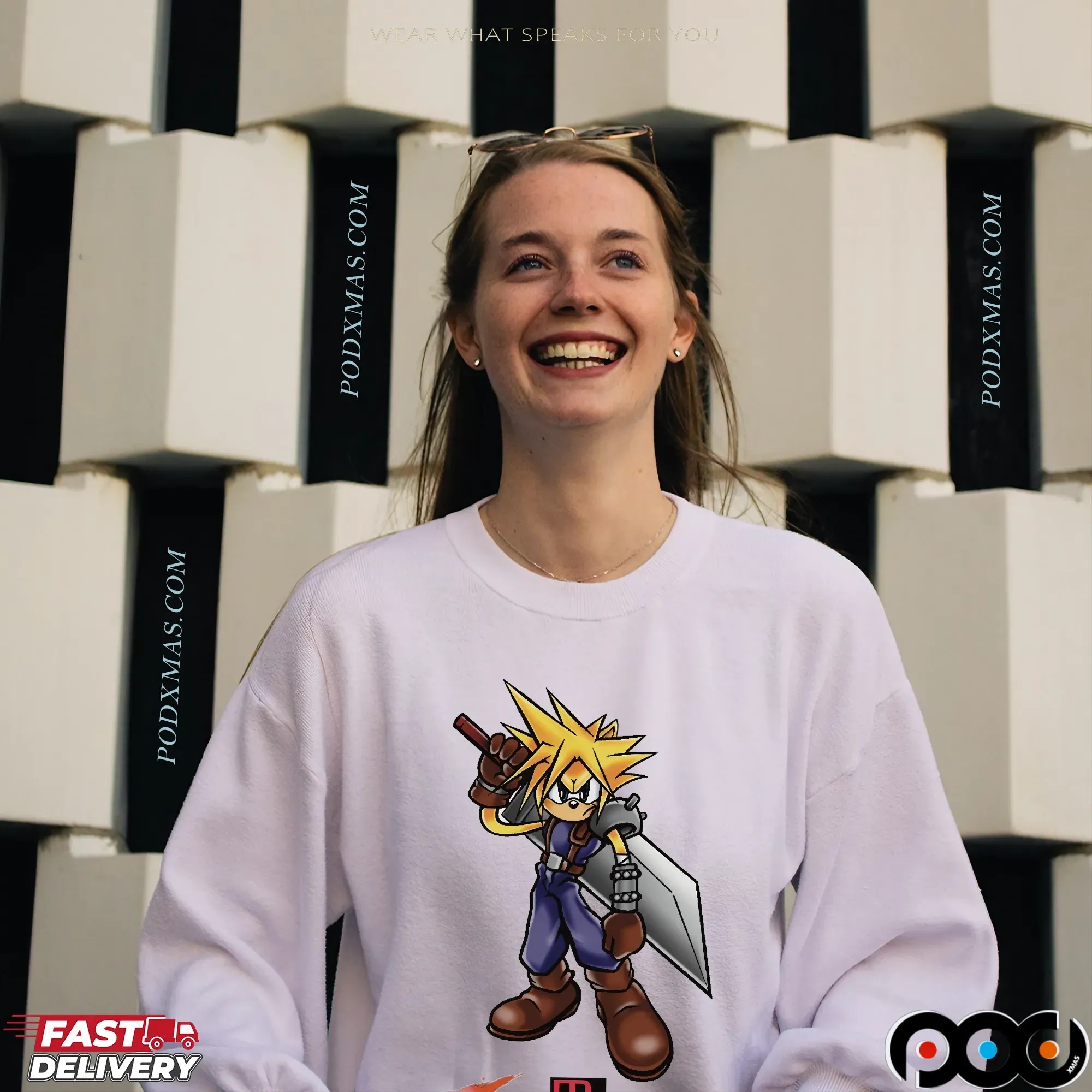 Cloud Strife x Sonic Anime Gamer Mashup T Shirt