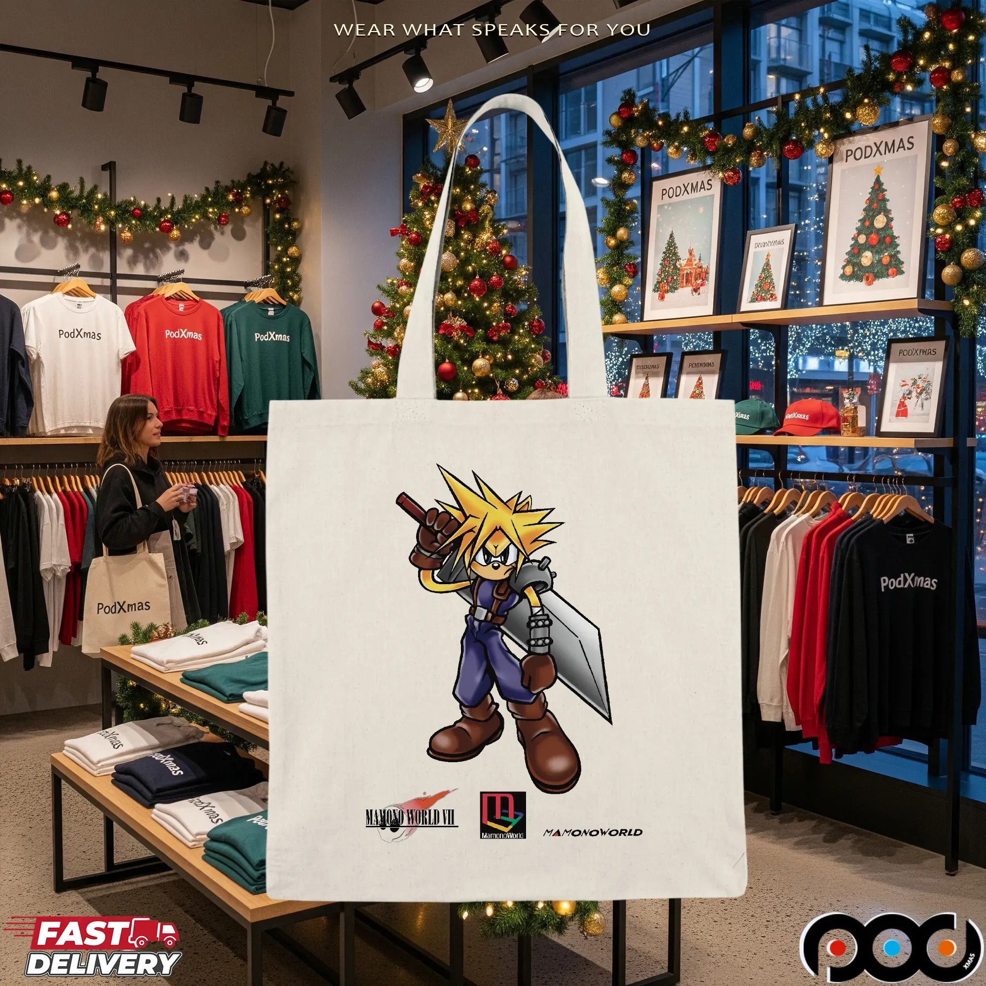 Cloud Strife x Sonic Anime Gamer Mashup T Shirt