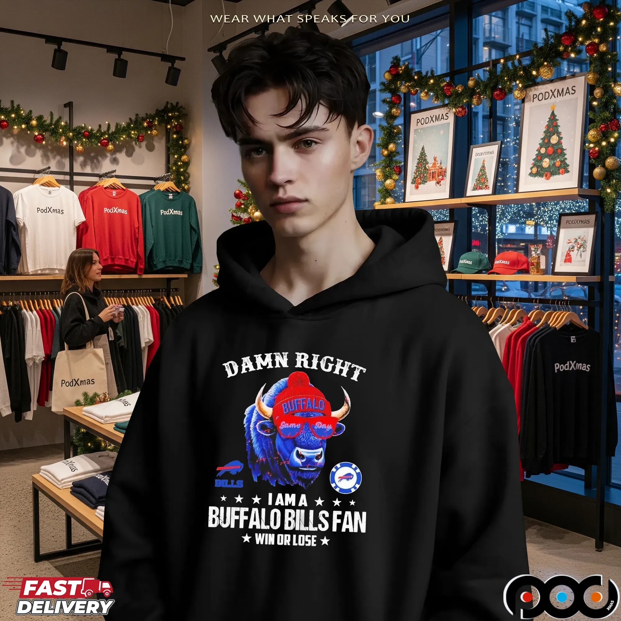 Damn Right I Am A Buffalo Bills Fan Win Or Lose 2025 Graphic T Shirt