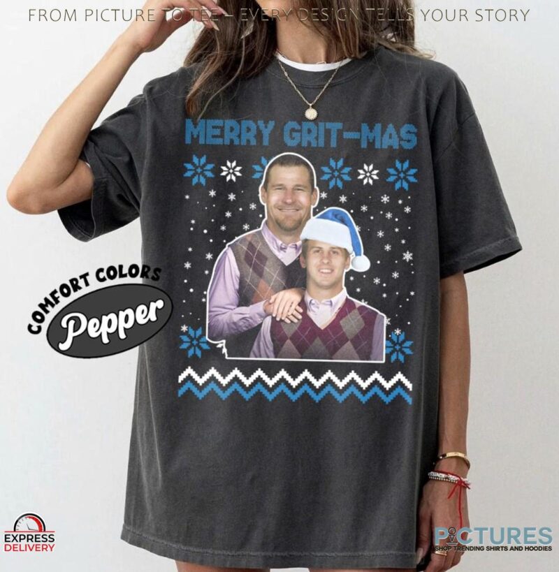 Dan Campbell & Jared Goff Merry Grit-Mas Detroit Football Step Brothers Meme T Shirt Dan Campbell & Jared Goff Merry Grit-Mas Detroit Football Step Brothers Meme T Shirt