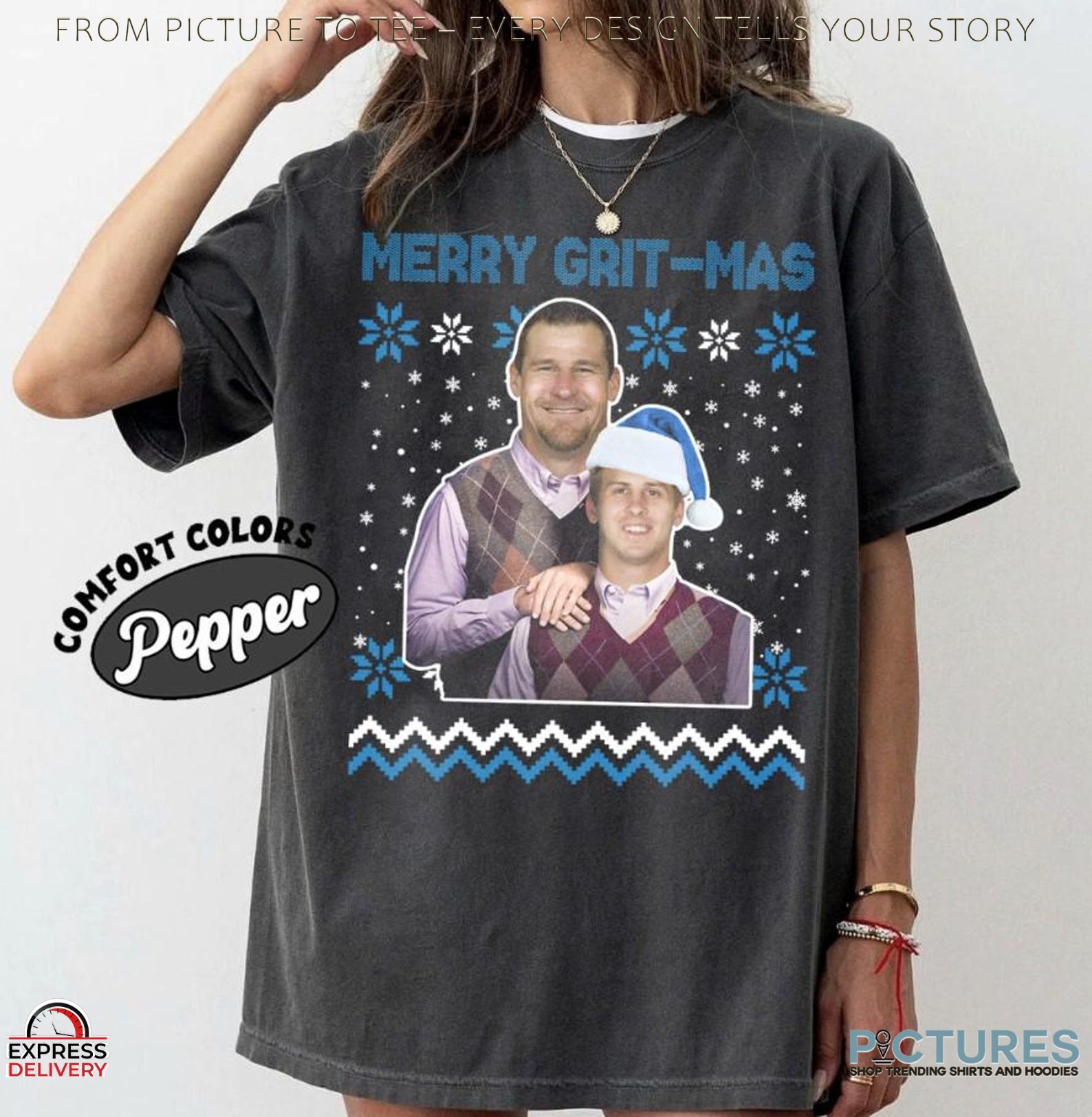 Dan Campbell & Jared Goff Merry Grit-Mas Detroit Football Step Brothers Meme T Shirt Dan Campbell & Jared Goff Merry Grit-Mas Detroit Football Step Brothers Meme T Shirt