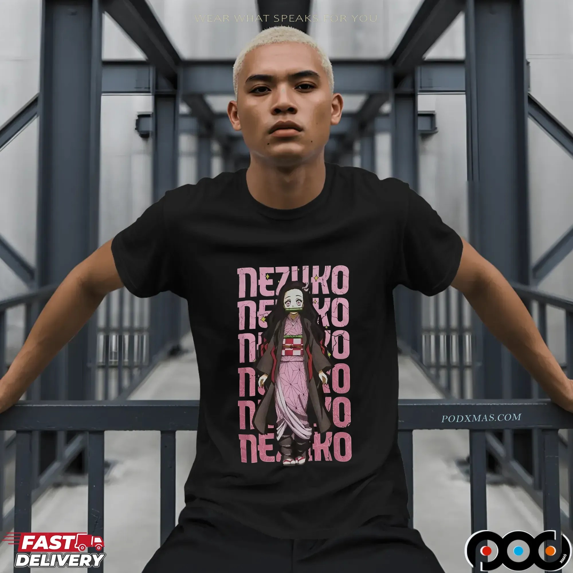 Demon Slayer Kimetsu No Yaiba Nezuko Name & Portrait T-Shirt
