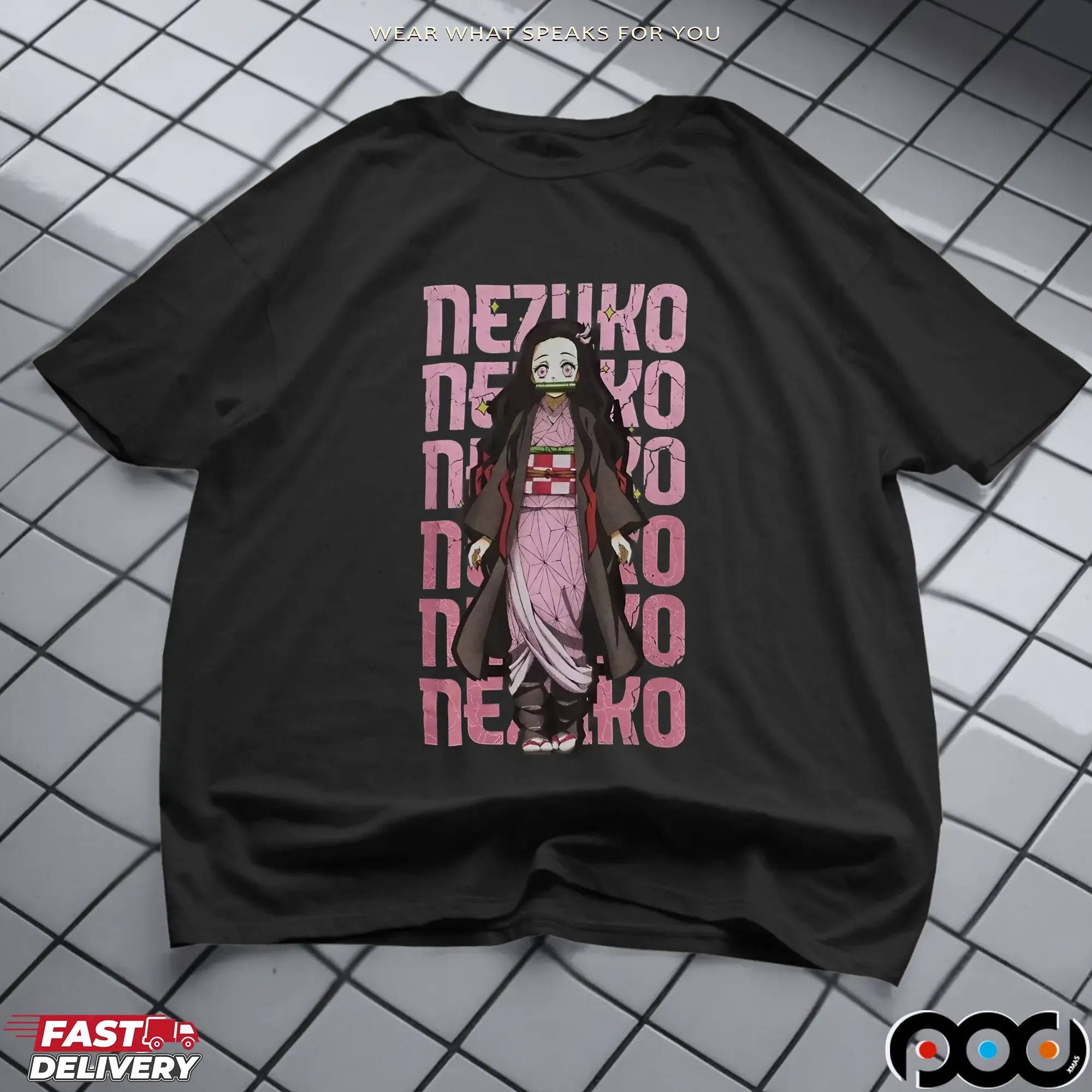 Demon Slayer Kimetsu No Yaiba Nezuko Name & Portrait T-Shirt