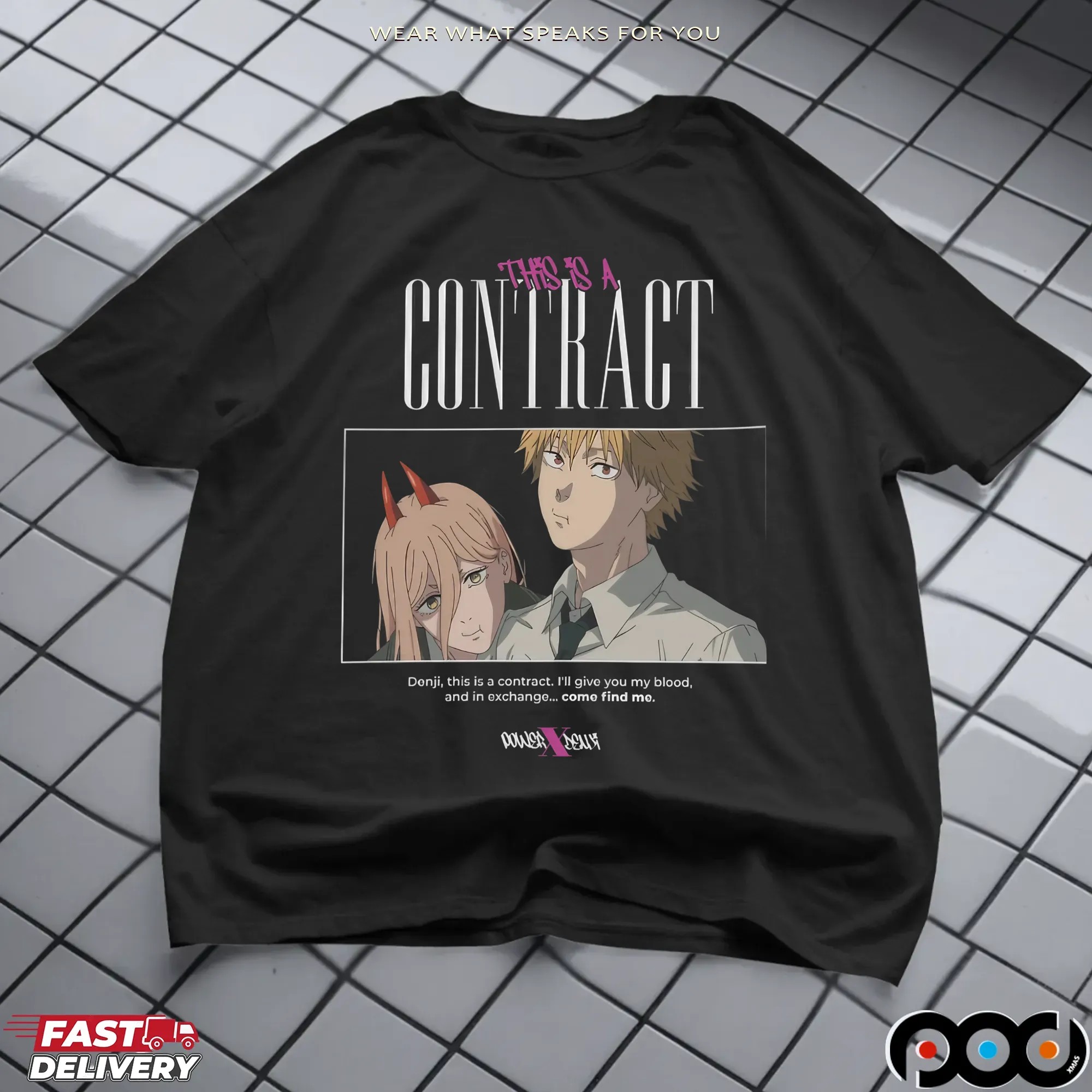 Denji And Power This Is A Contract I'll Give You My Blood Chainsaw Man Manga T Shirt