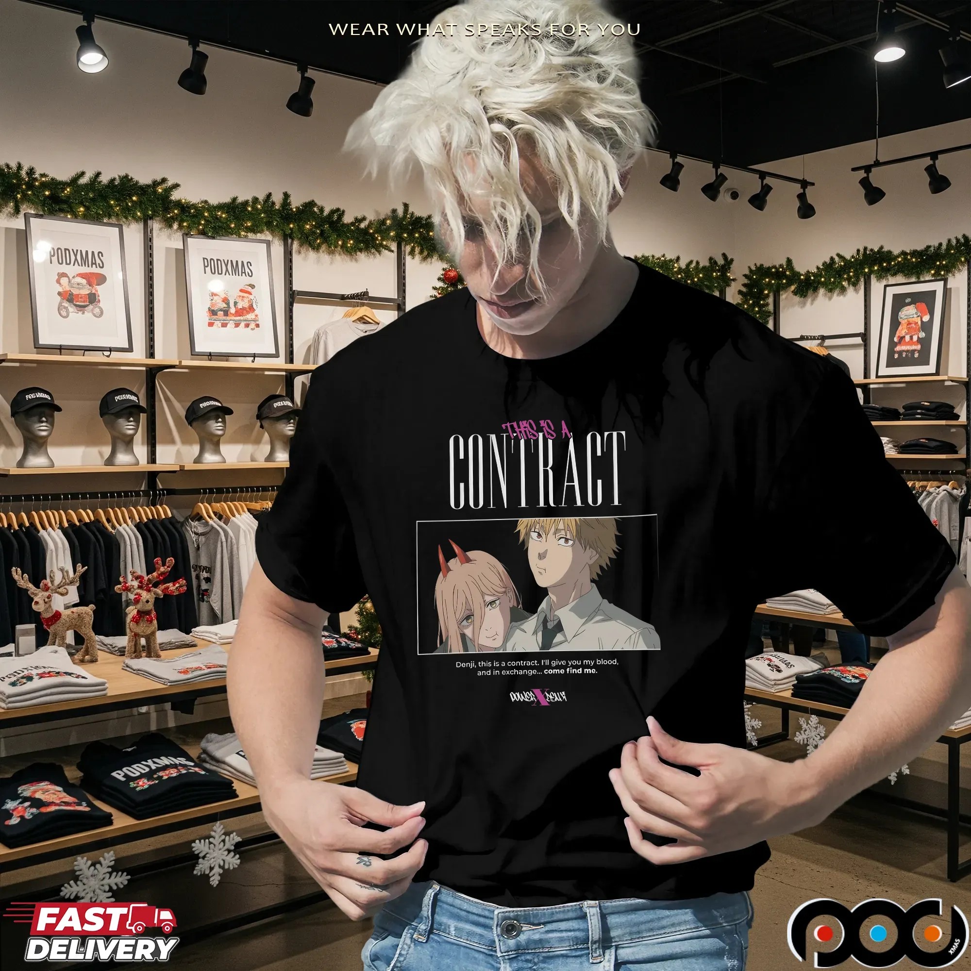 Denji And Power This Is A Contract I'll Give You My Blood Chainsaw Man Manga T Shirt