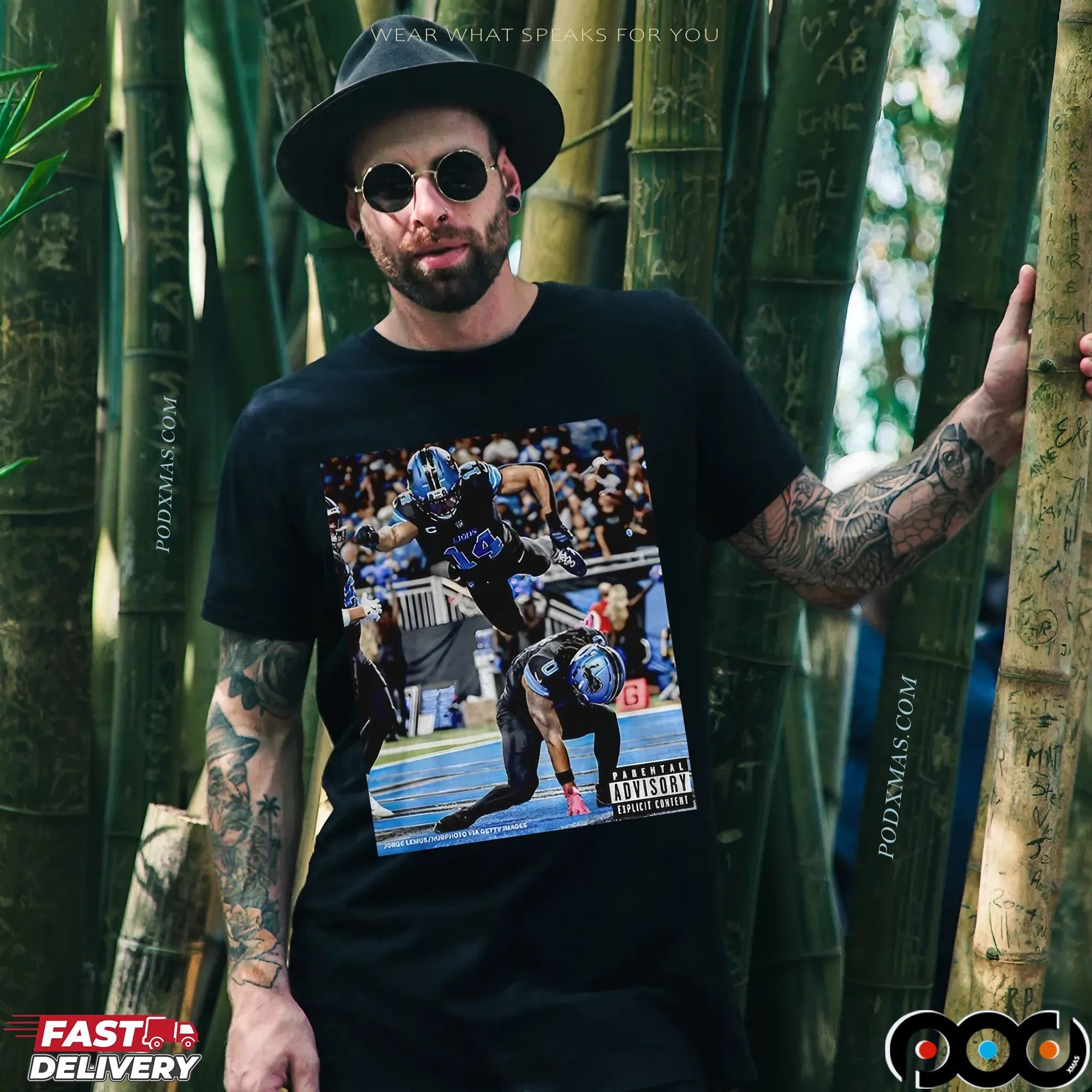 Detroit Lions Jahmyr Gibbs And Amon Ra St Brown Superman Iconic Moment Parental Advisory T Shirt