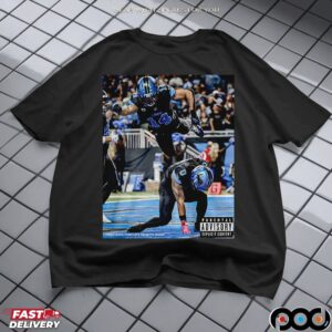 Detroit Lions Jahmyr Gibbs And Amon Ra St Brown Superman Iconic Moment Parental Advisory T Shirt
