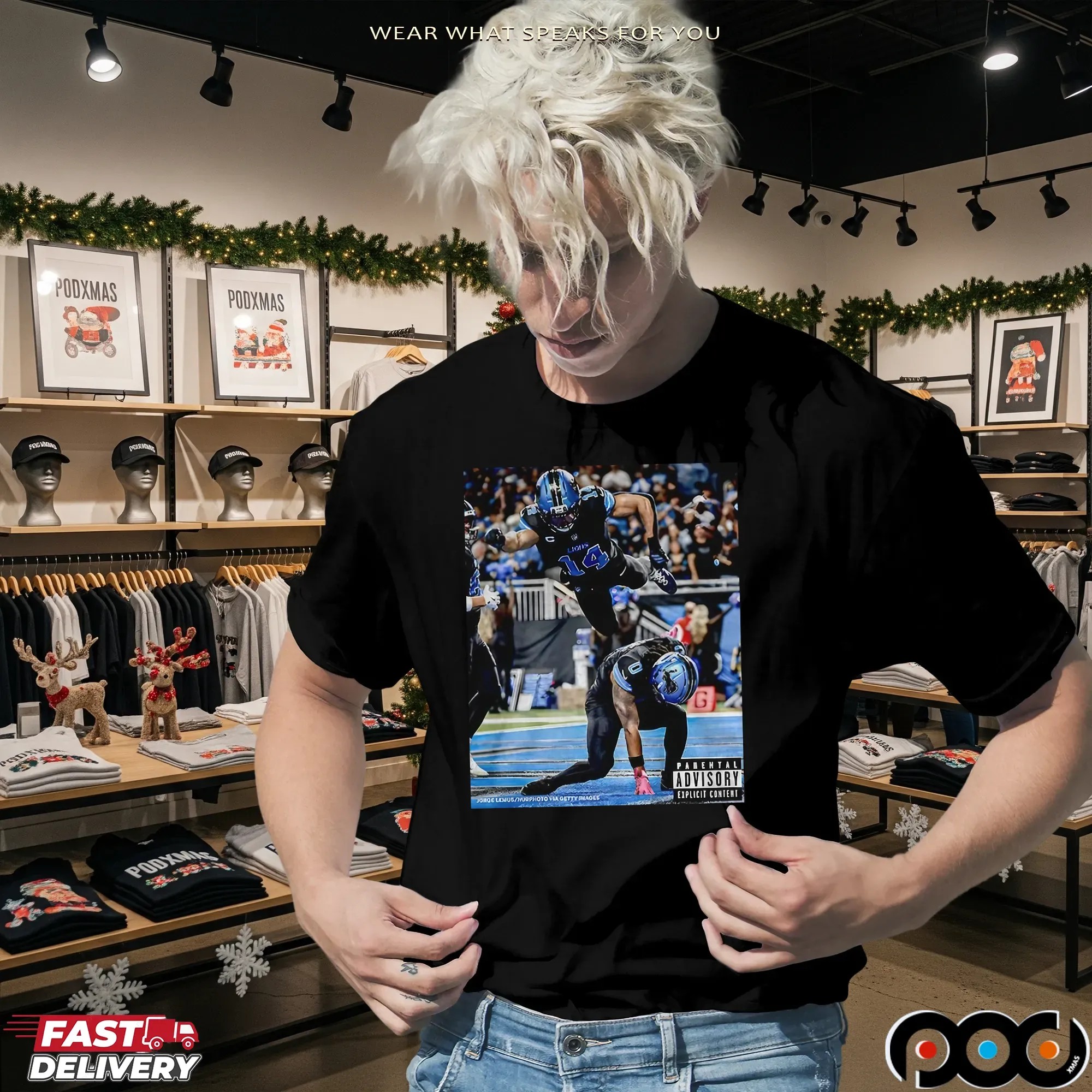 Detroit Lions Jahmyr Gibbs And Amon Ra St Brown Superman Iconic Moment Parental Advisory T Shirt