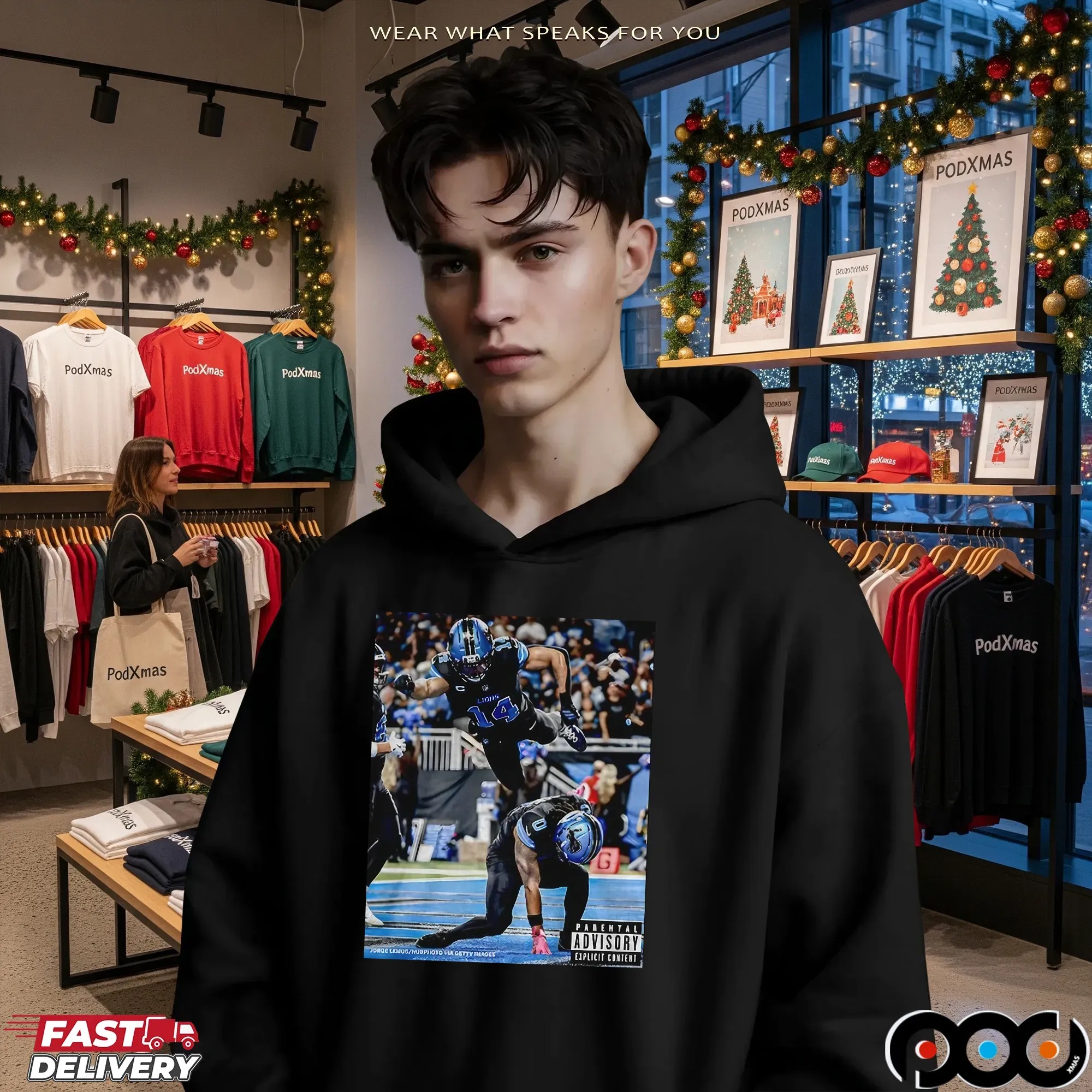 Detroit Lions Jahmyr Gibbs And Amon Ra St Brown Superman Iconic Moment Parental Advisory T Shirt