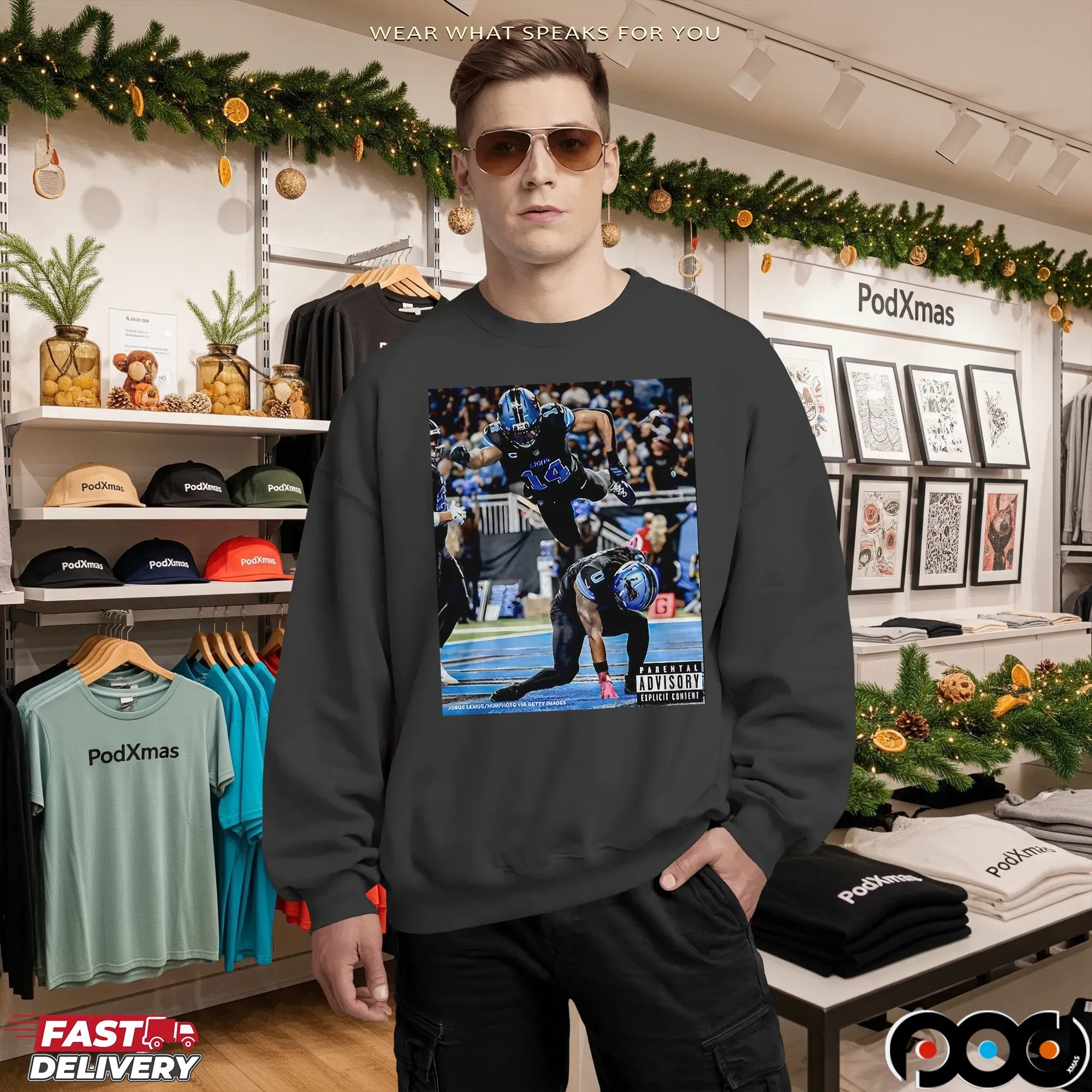 Detroit Lions Jahmyr Gibbs And Amon Ra St Brown Superman Iconic Moment Parental Advisory T Shirt