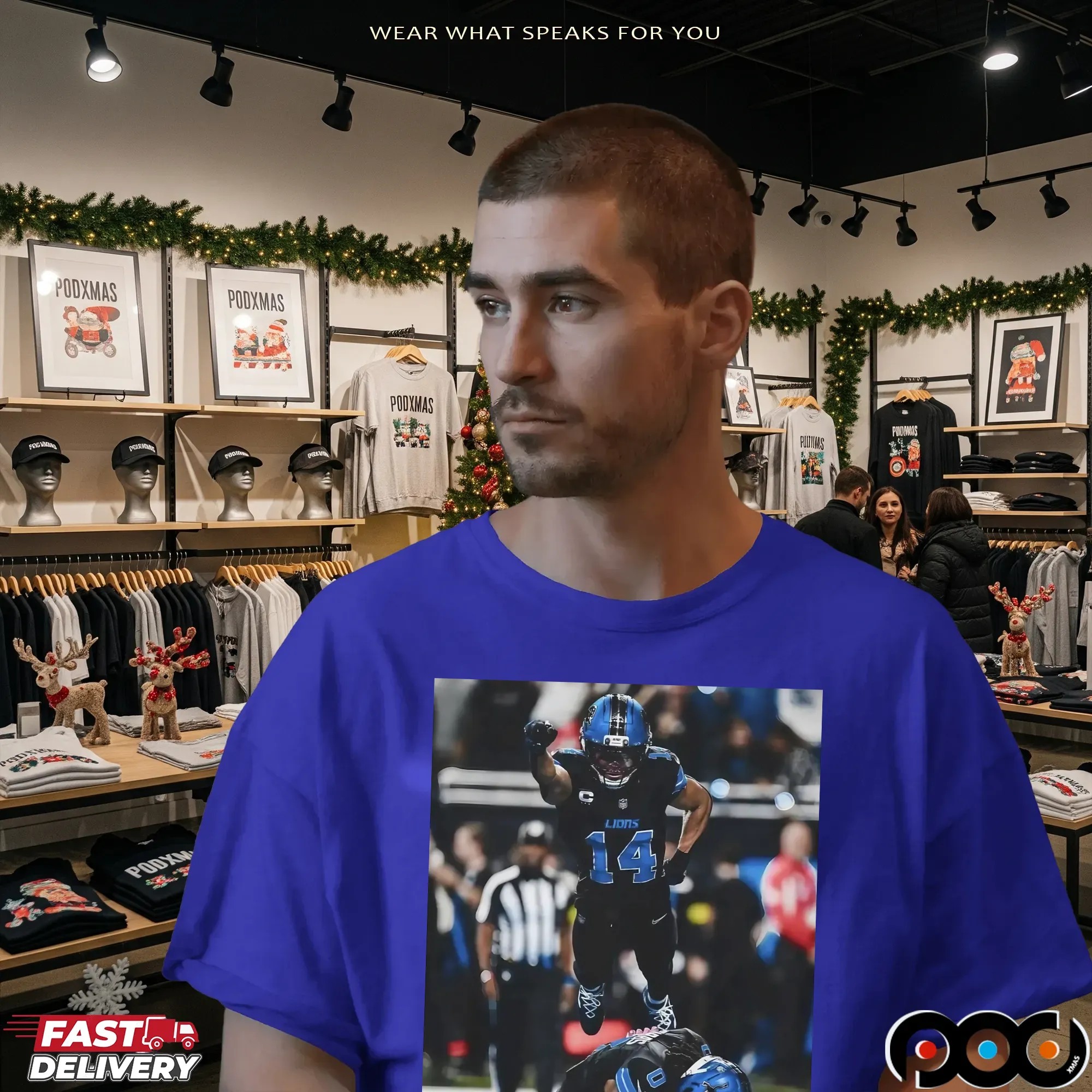 Detroit Lions Spiderman X Superman Photo T Shirt